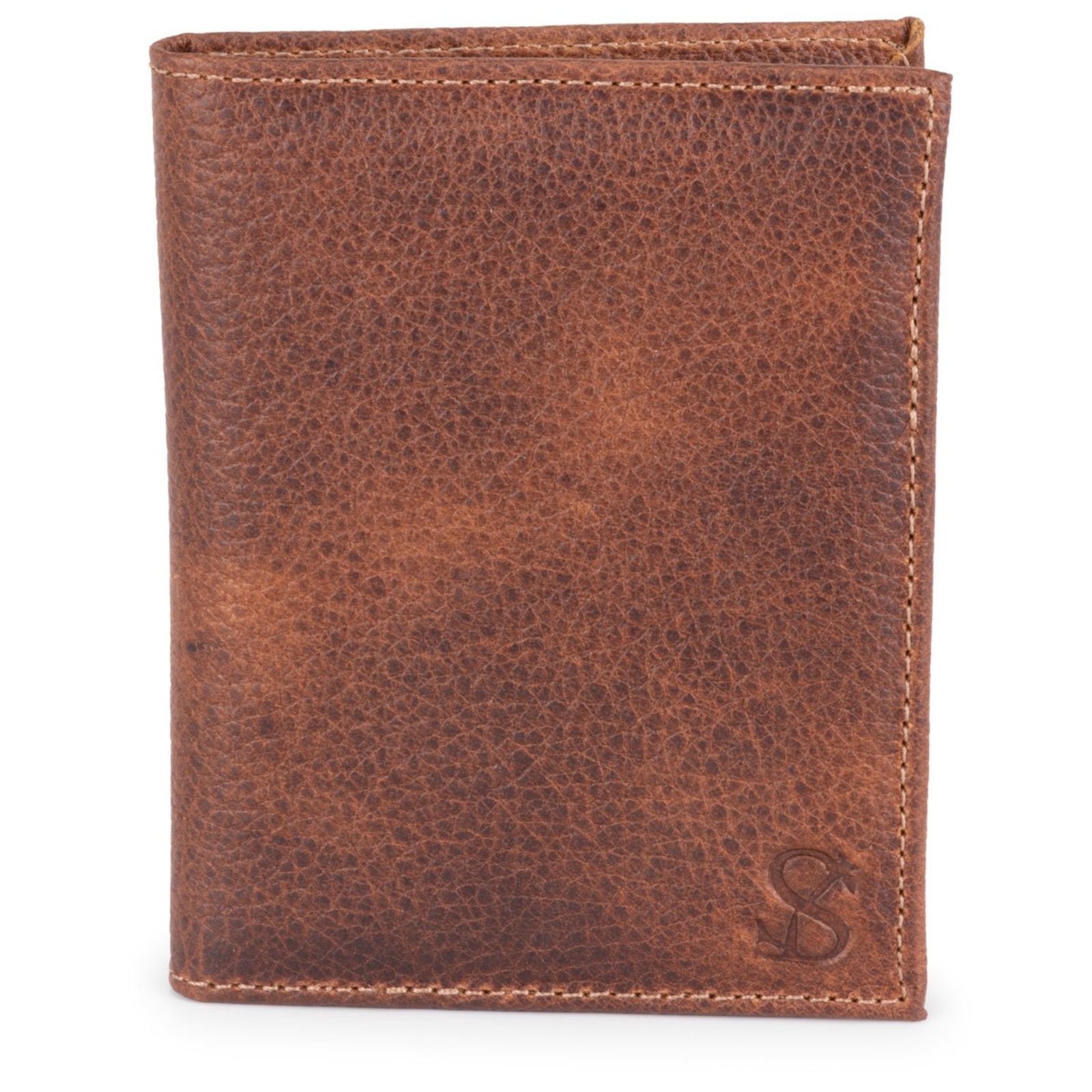 Carteira Masculina Slim Porta Cartão Casual Couro Legítimo ello griff Marrom-claro
