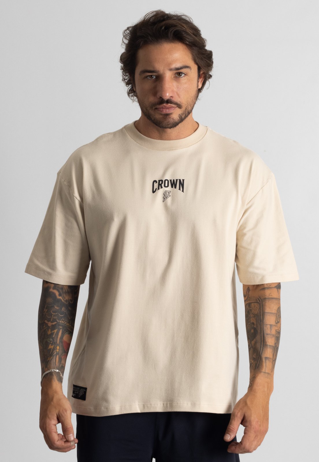 Camiseta Masculina Crown Training Oversized Musculação Fitness Treino Fofo