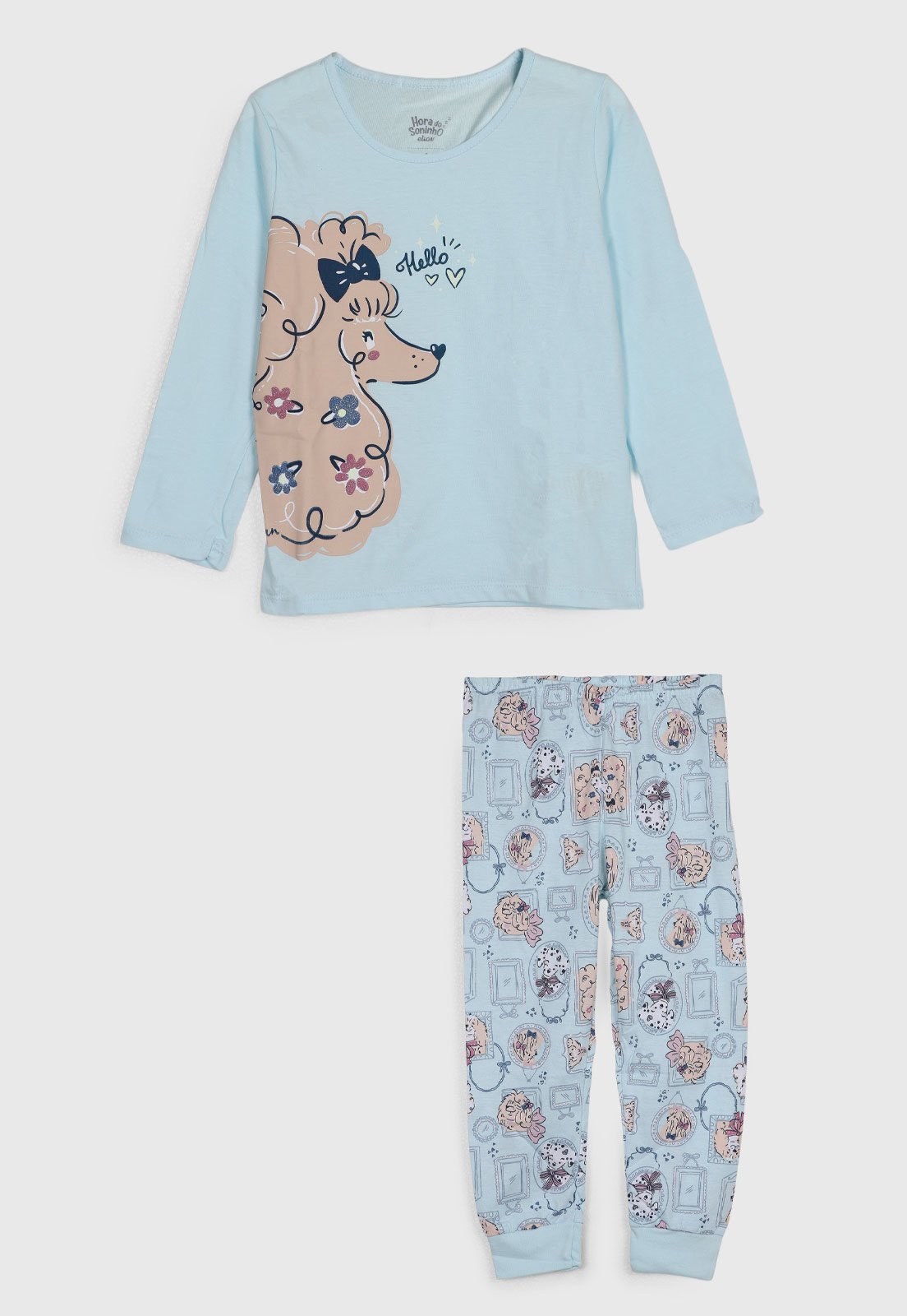 Conjunto Pijama Elian Estampa Poodle Azul Claro
