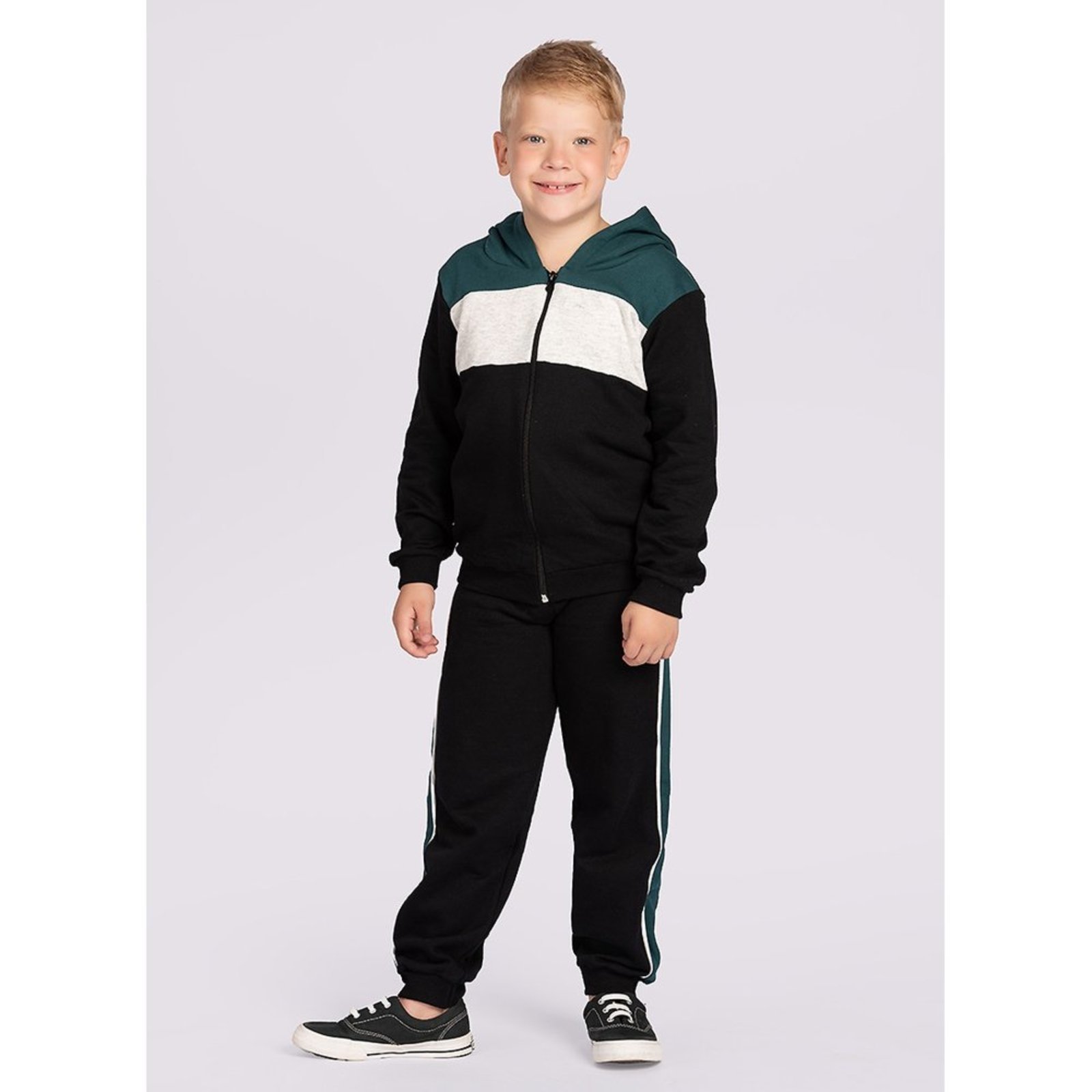Infantil - Conjunto Jaqueta Menino Com Capuz E Calça Em Moletom