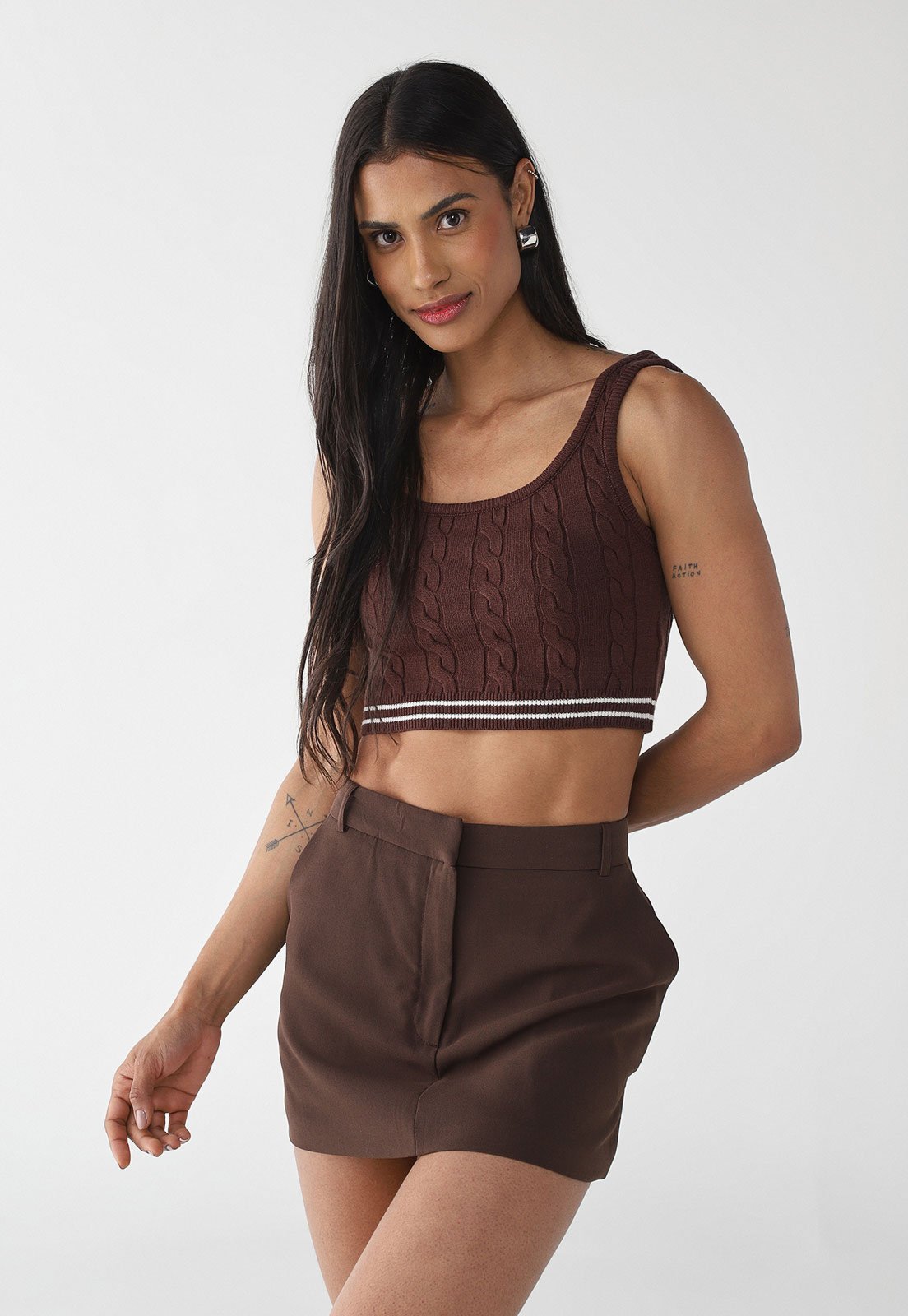 Vista 2 Top Tricot Fila Slim Uc Basic marrom Fila marrom