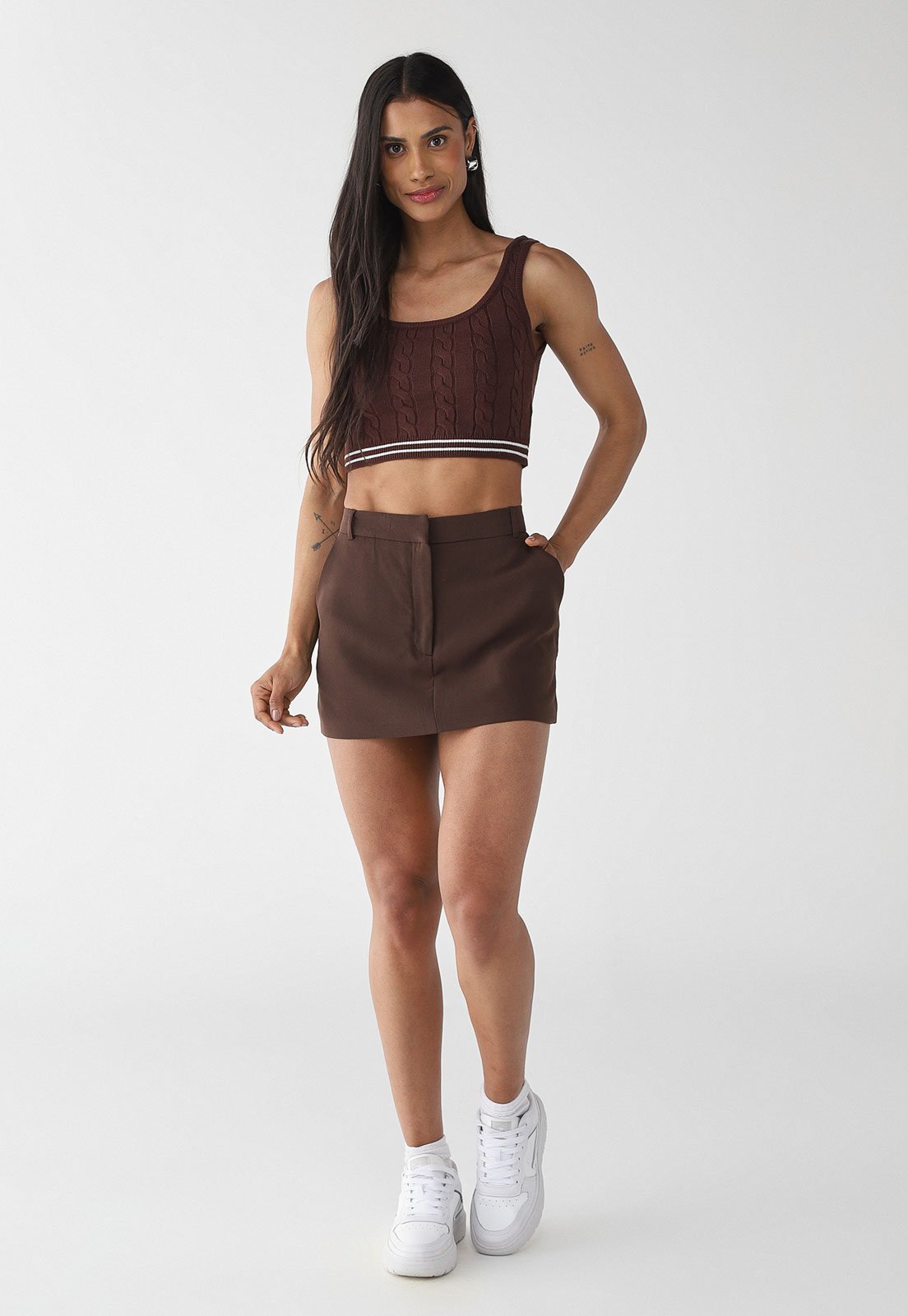 Vista 3 Top Tricot Fila Slim Uc Basic marrom Fila marrom