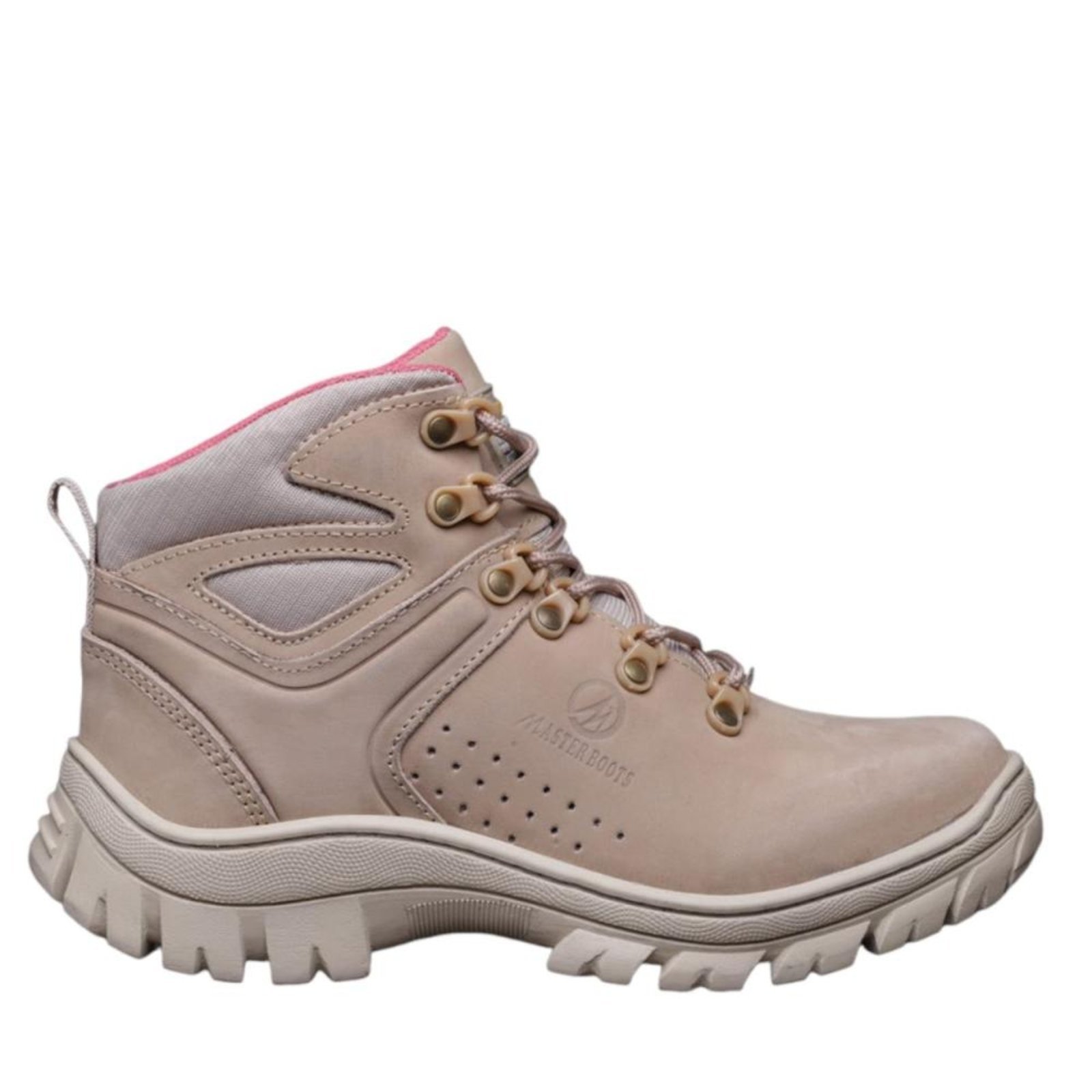 Bota Coturno Feminina Adventure Confortável Resistente Bege/Rosa 33 Bege