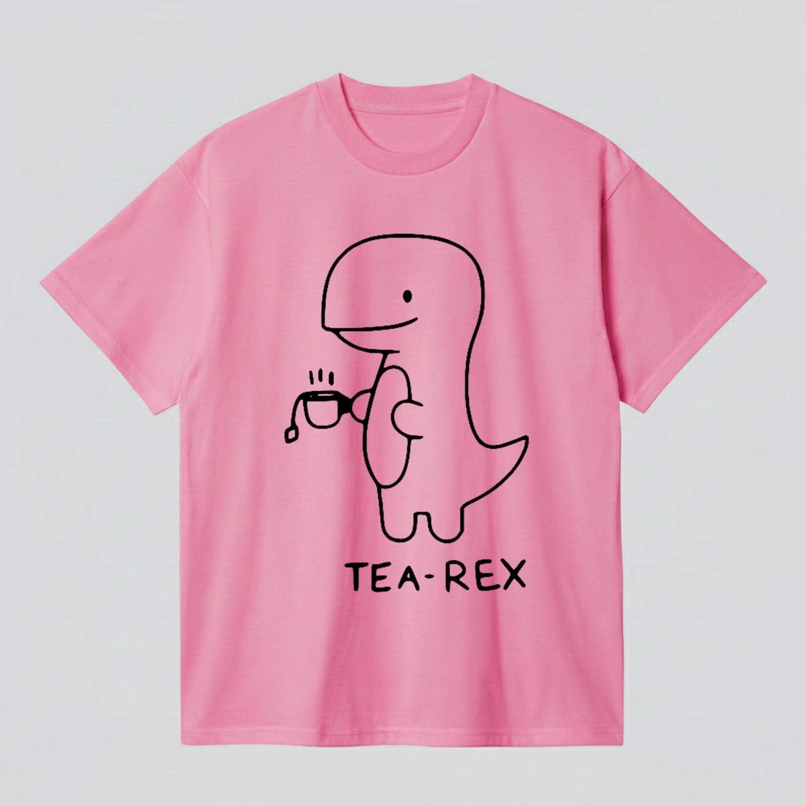 Camiseta Básica Tea Rex Dinossauro Fofo Engraçado Minimalista Rosa