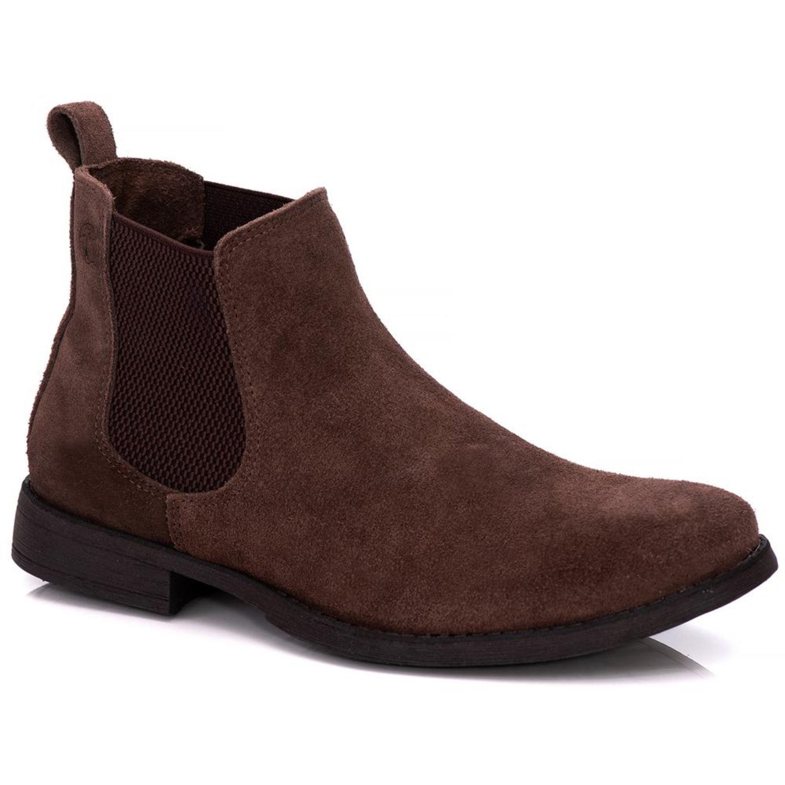 Bota Chelsea Masculina Sapatofran em Camurça com Elástico Lateral Café