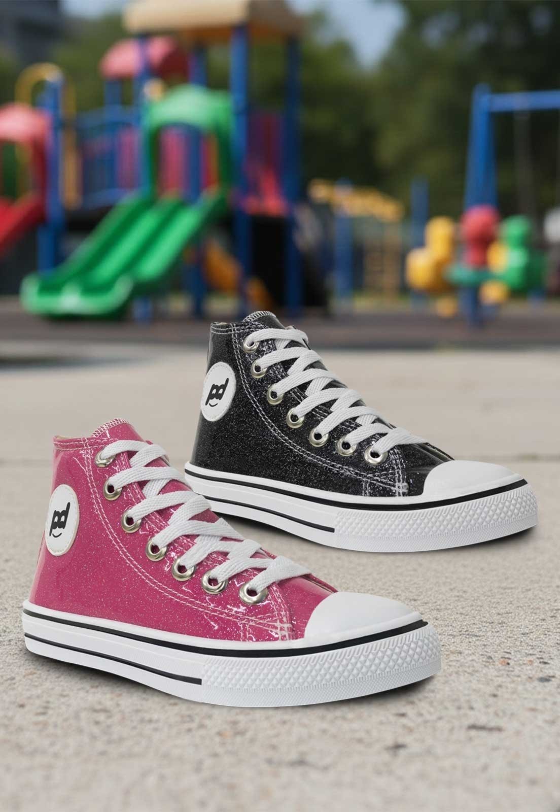 Vista 3 Infantil - Tênis Pópidi Menina Cano Alto Moda Fashion pink Pópidí pink
