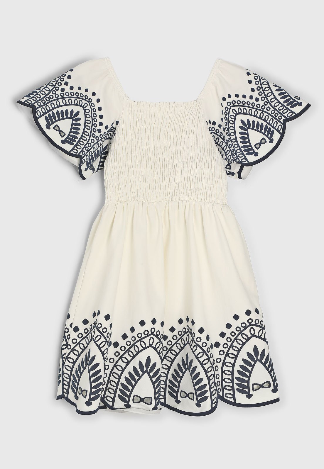 Infantil - Vestido Milon Estampado Off-White e Azul-Marinho