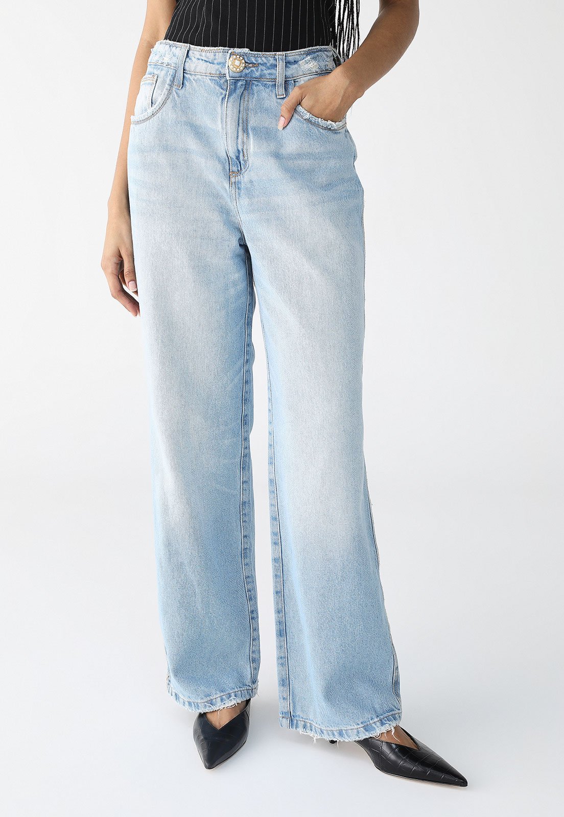 Calça Jeans Lança Perfume Wide Leg Pocket Azul