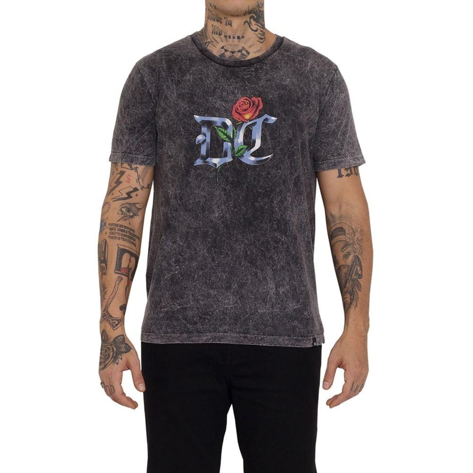 Camiseta DC Shoes Chrome Rose Masculina Preto