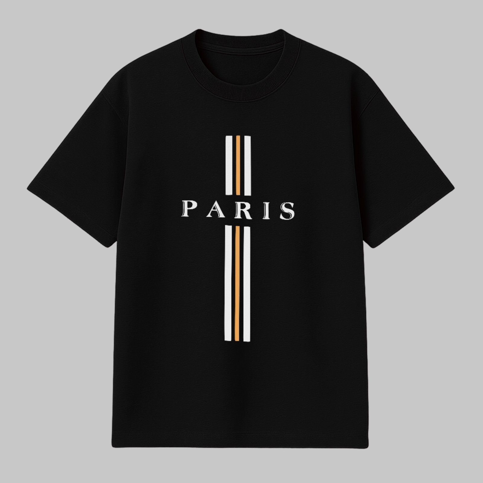 Camiseta Básica Paris Listrada Estilo Premium Confortável Preto