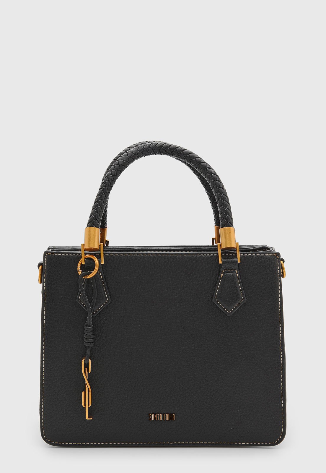 Bolsa Feminina Santa Lolla Estruturada Alça Trançada Preta