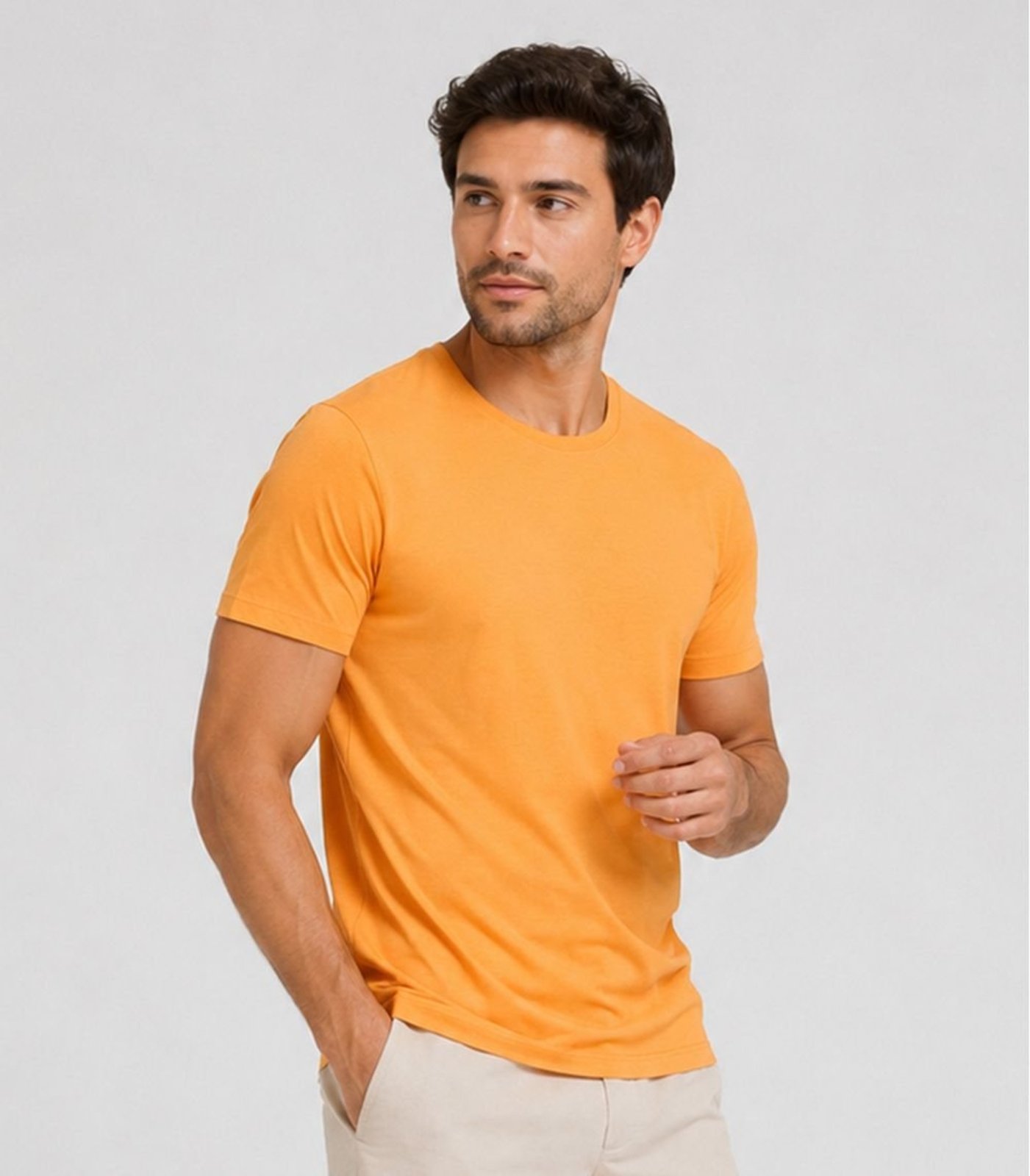Camiseta Meia Malha Básica Masculina KO Amarelo