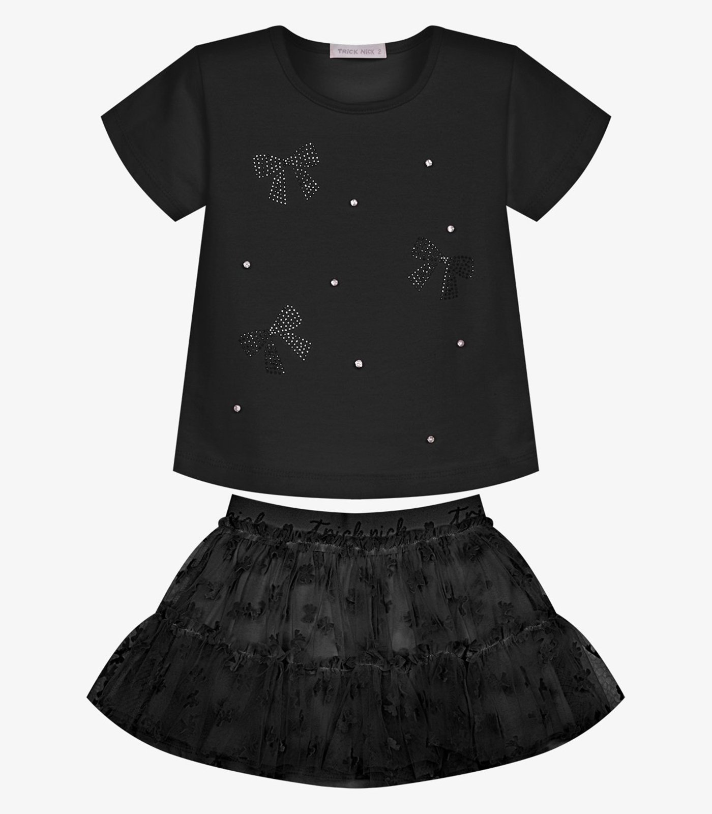 Infantil - Conjunto Menina Blusa Com Saia Trick Nick Preto