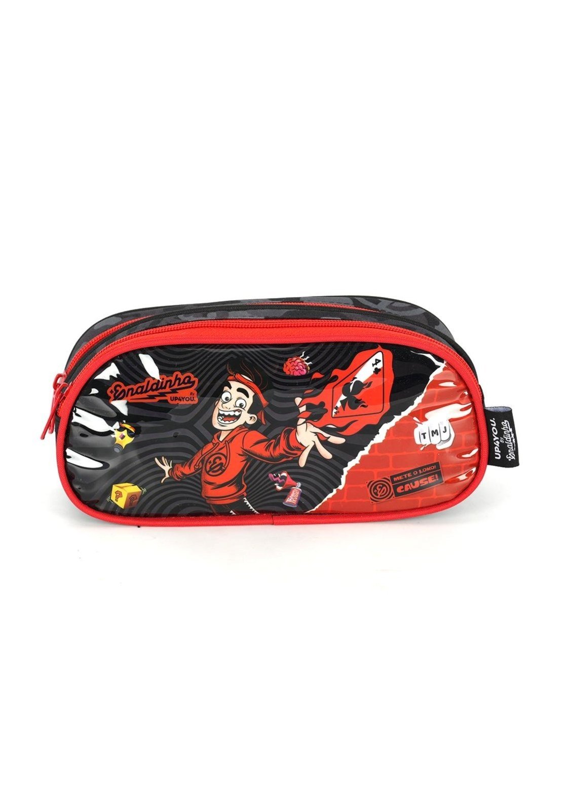 Vista 2 Infantil - Estojo Duplo Médio Enaldinho Vai com Tudo Up4you Luxcel vermelho Luxcel vermelho