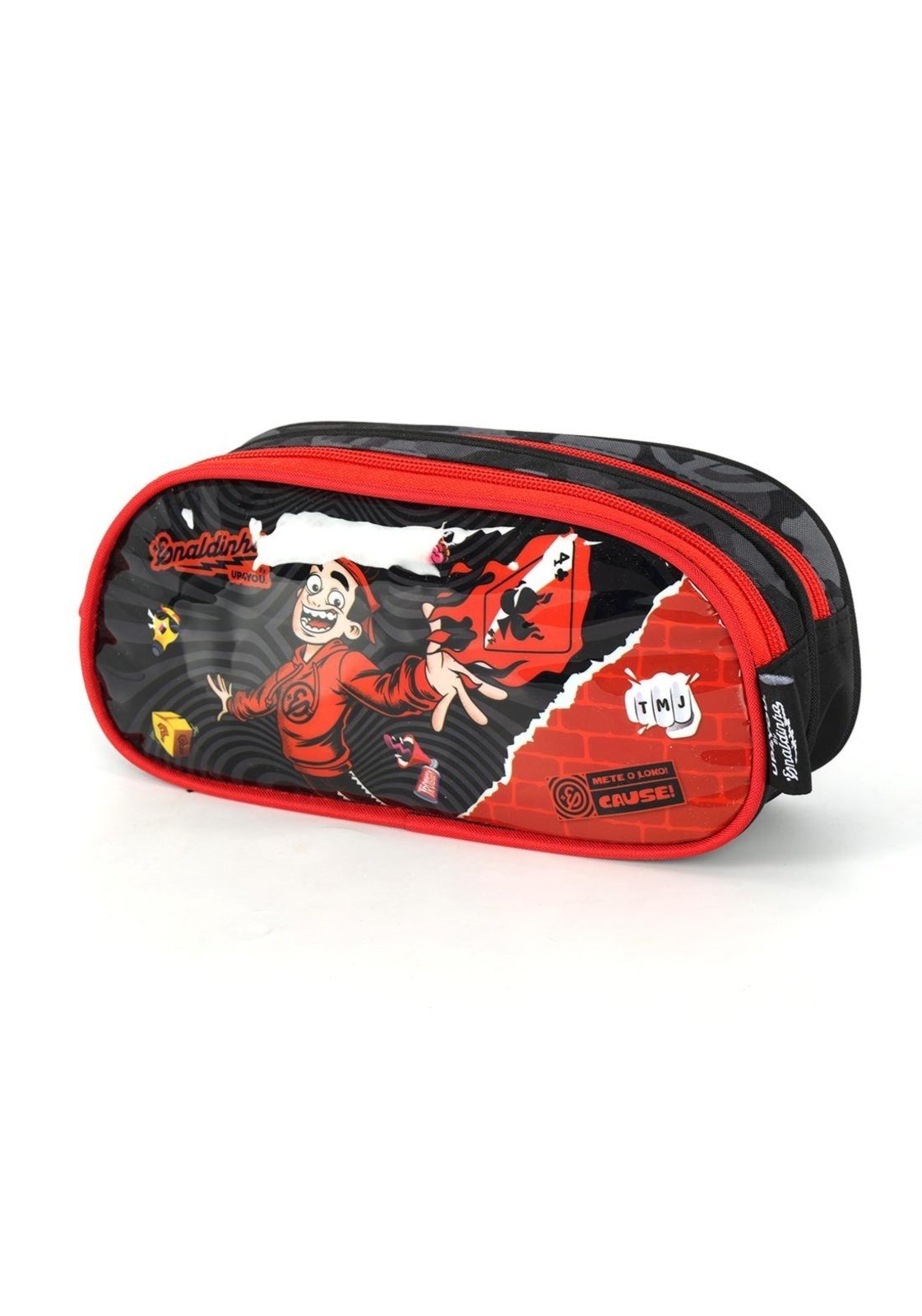 Vista 3 Infantil - Estojo Duplo Médio Enaldinho Vai com Tudo Up4you Luxcel vermelho Luxcel vermelho