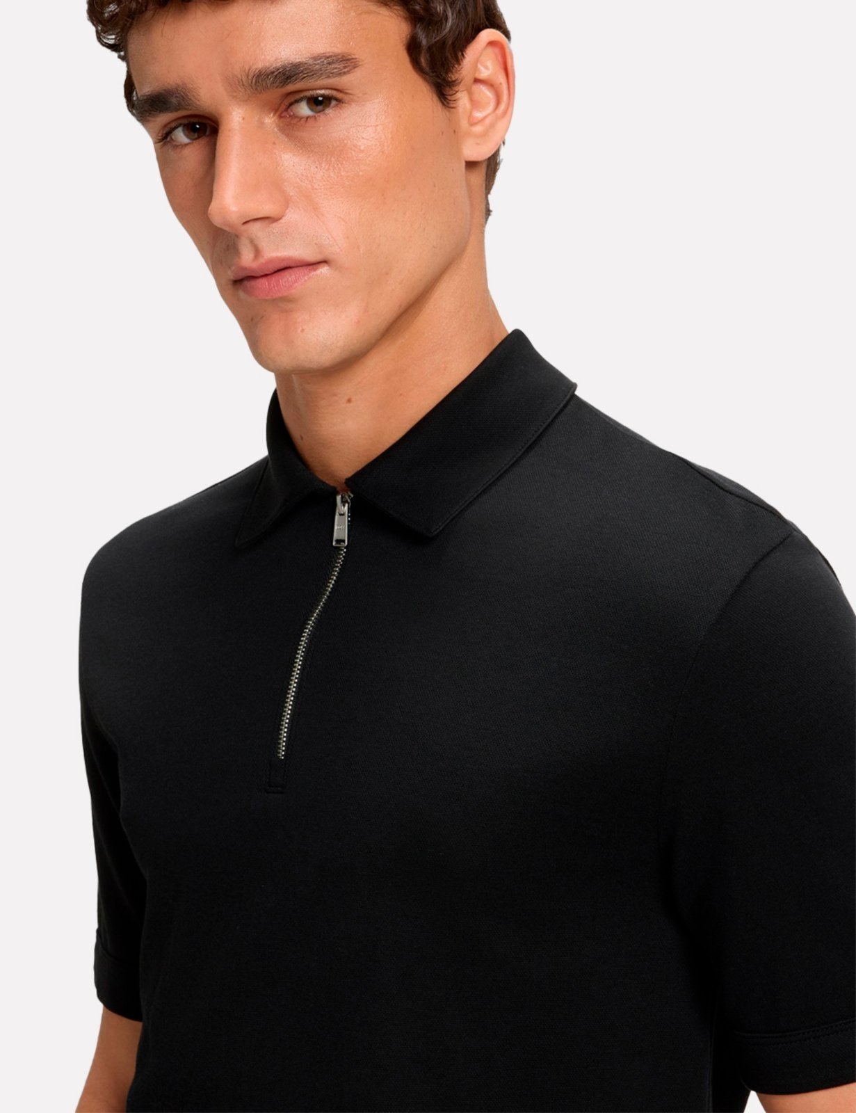 Vista 3 Polo Hugo Boss Masculina Regular H-Paras 57 Preta preto Hugo Boss preto