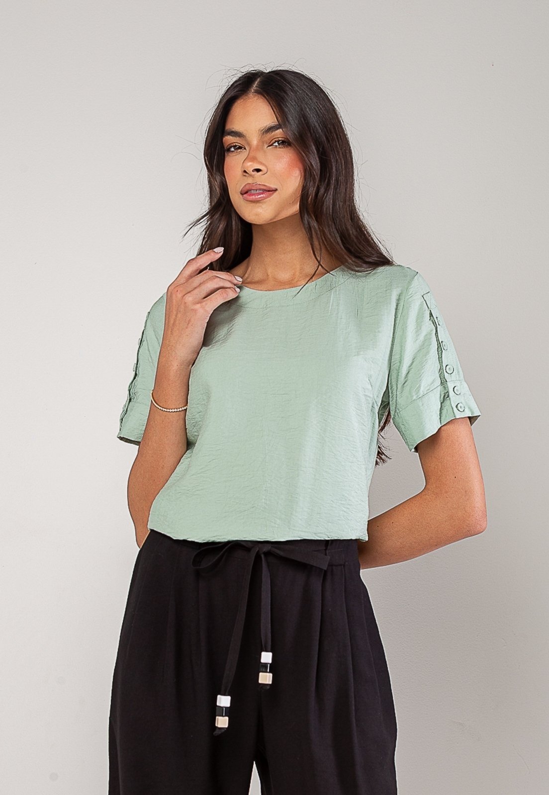 Blusa Alfaiataria Com Botões Na Manga Salvatore Verde