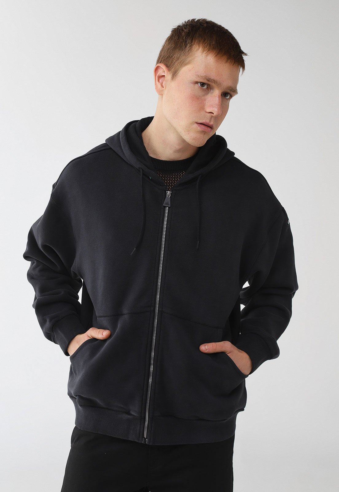 Blusa de Moletom Aberta adidas Originals EQT Preta
