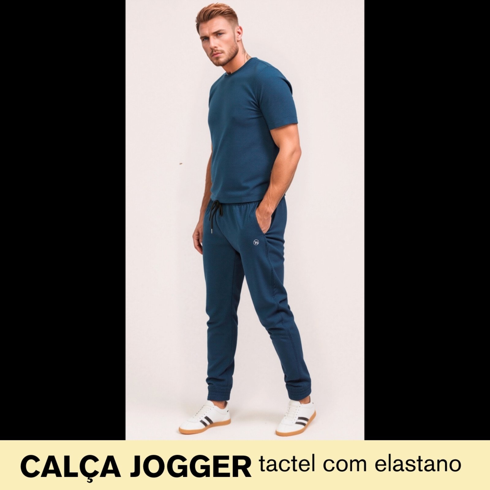 Calça Jogger Masculina Casual Tecido Tactel com Elastano Treino Academia