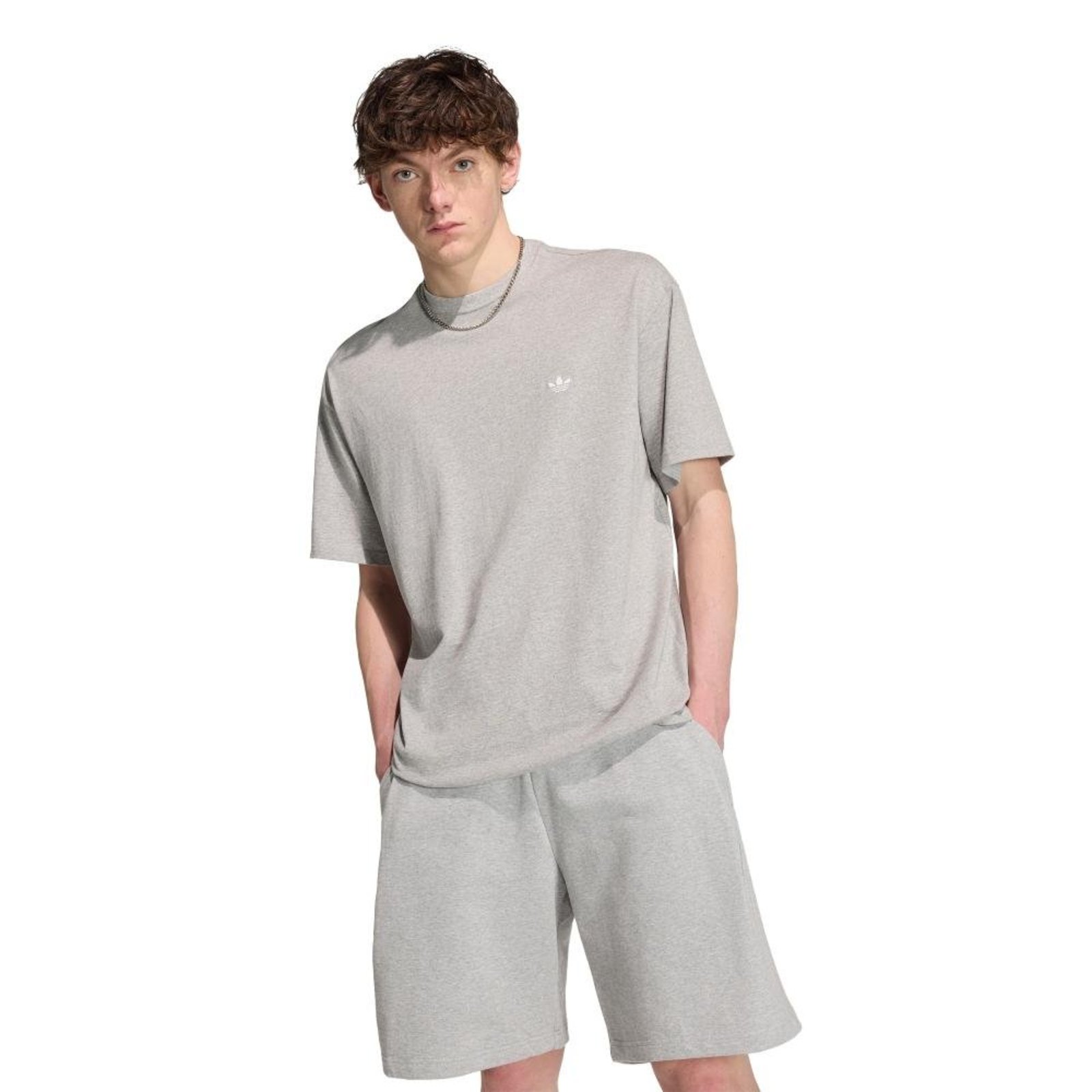 CAMISETA OMBROS CAÍDOS DE MODELAGEM FOLGADA TREFOIL ESSENTIALS adidas Originals Cinza
