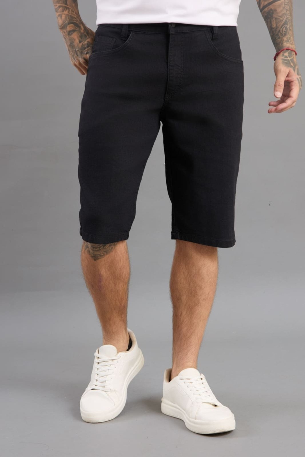 Bermuda Jeans Slim Fit Black Masculina Lemier Collection