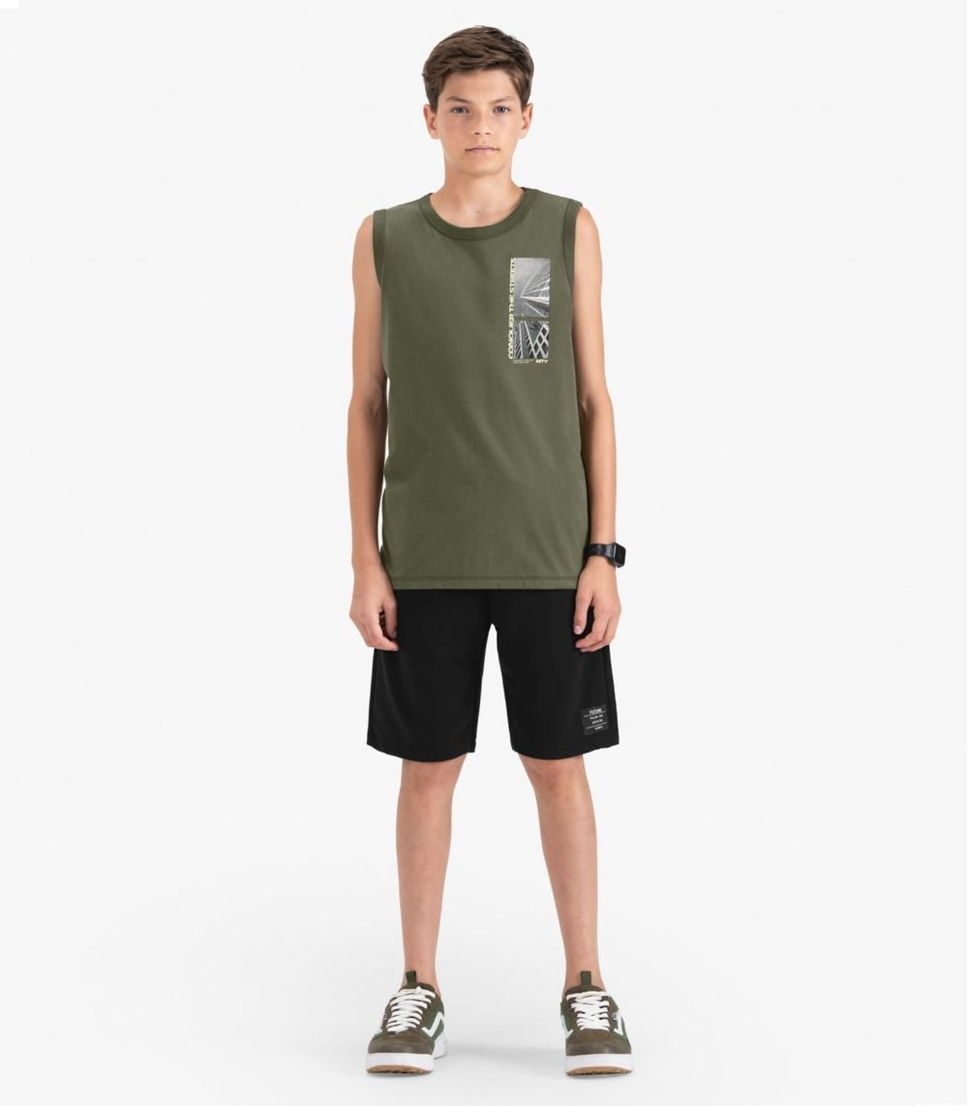 Vista 2 Infantil - Bermuda Juvenil Masculina em Moletom Minty verde MINTY verde