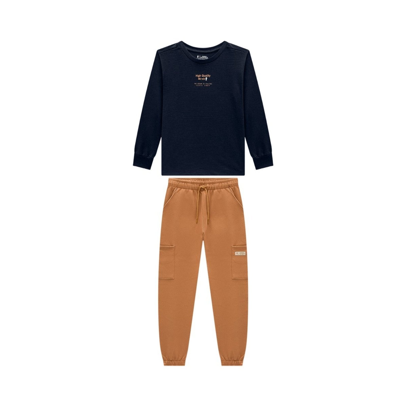 Infantil - Conjunto Masculino com Camiseta e Calça em Moletom Confortável