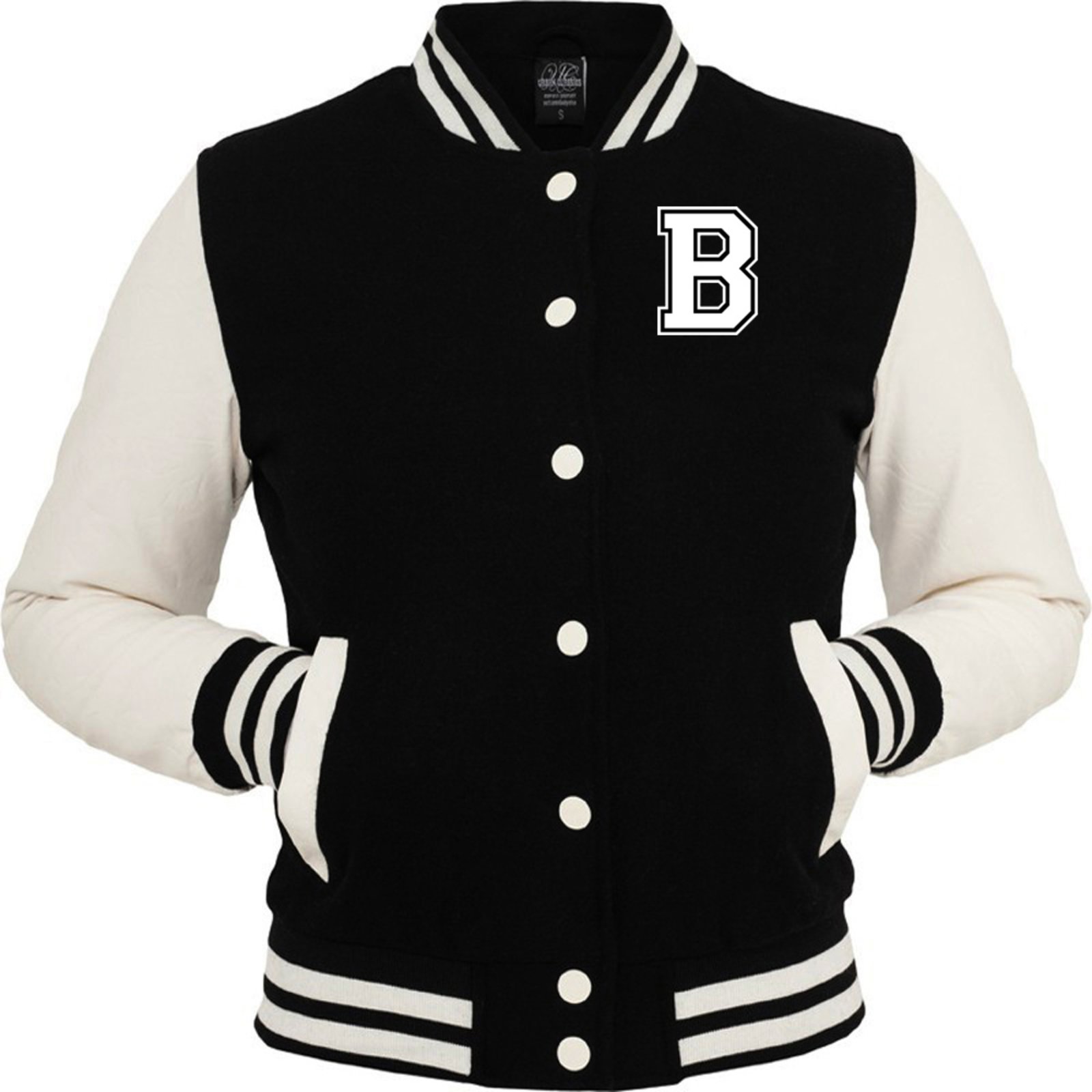 Jaqueta College Americana College4EVER Preta letra B Bordada
