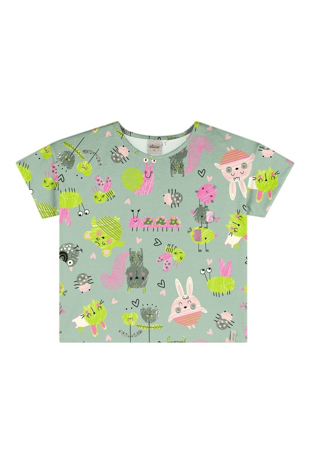 Infantil - Blusa Menina Meia Malha Estampada Elian Verde