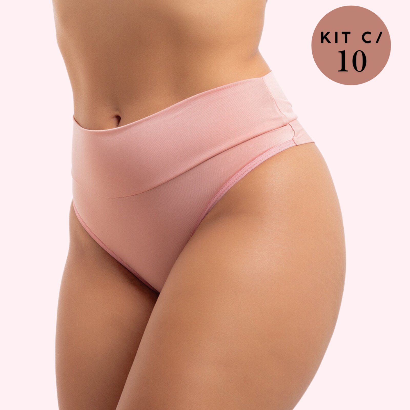 Kit 10 Calcinha Feminina Cintura Alta Fio Dental Calcinhas Cós Duplo Envio em Cores Variadas