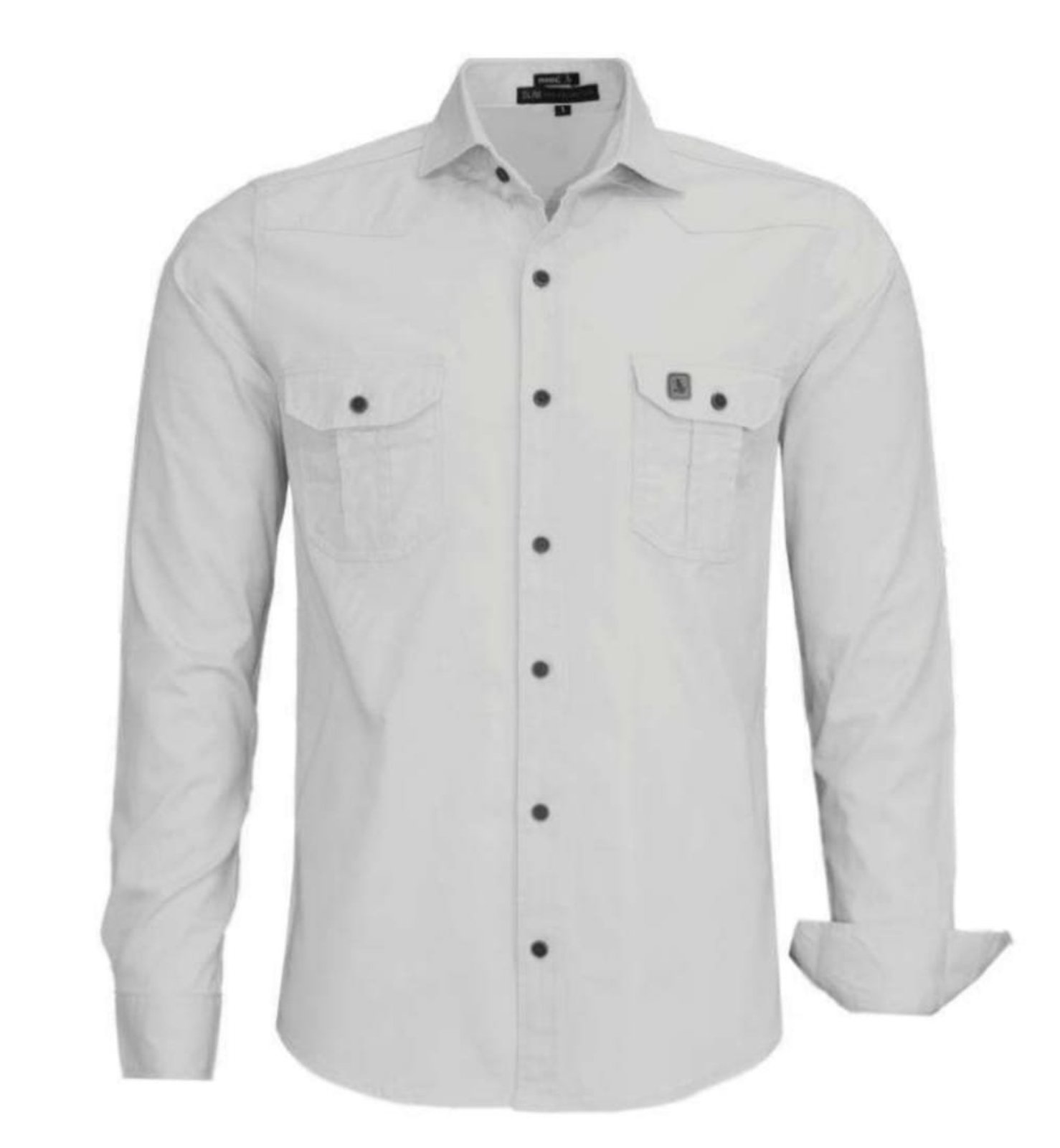 Camisa Estilo Militar Amil Slim Scorpion 2 Bolsos Manga Longa Luxo Prata