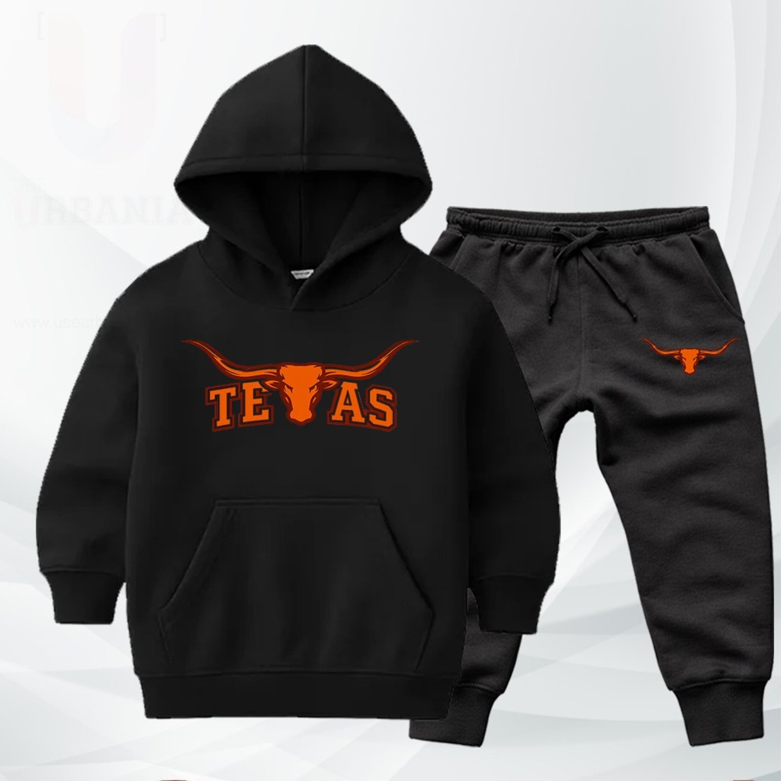 Infantil - Conjunto Moletom Urbania Moleton escola volta as aulas Canguru Fechado com Bolso e Capuz Preto estampa texas