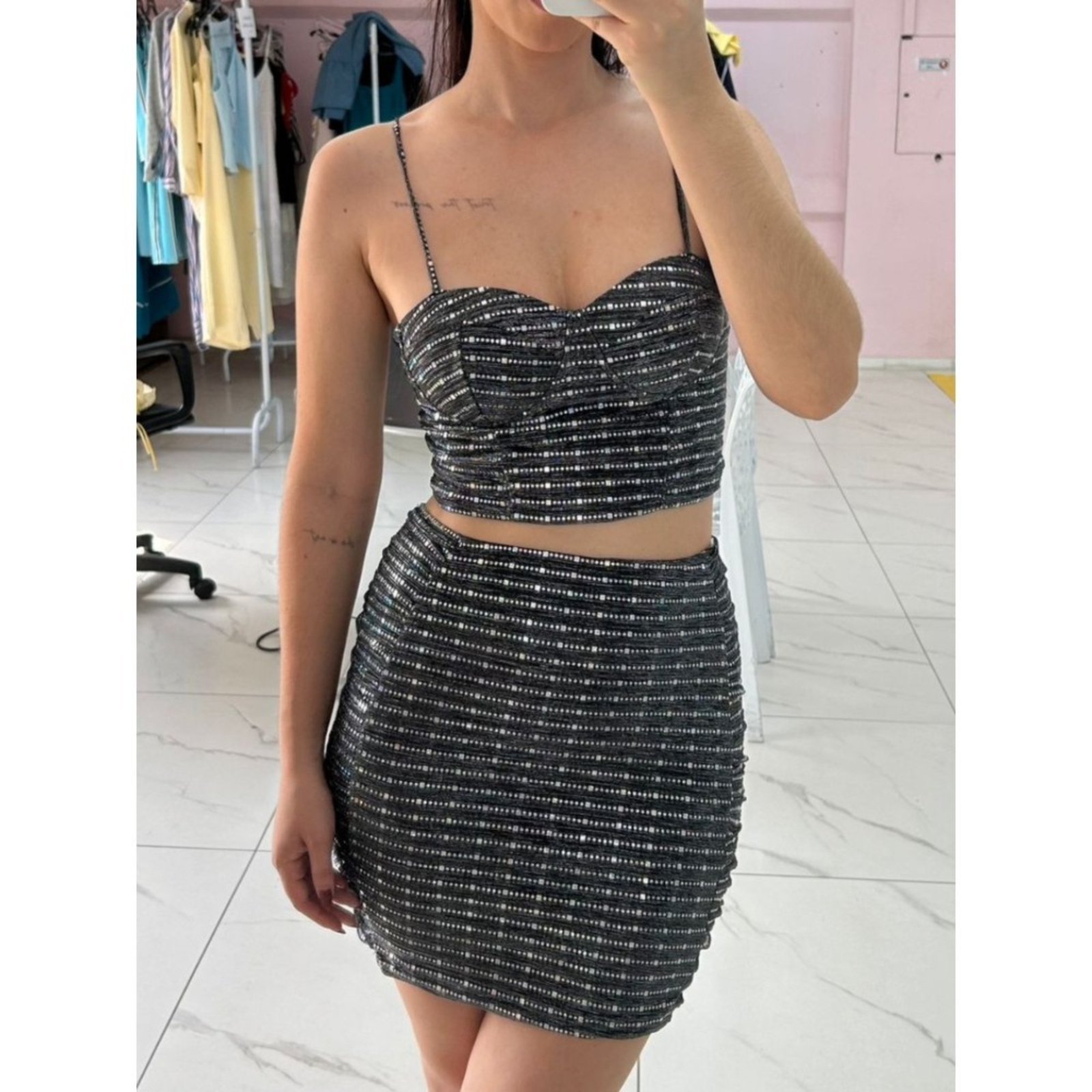 Saia Curta Lume SAWARY FASHION PRETO