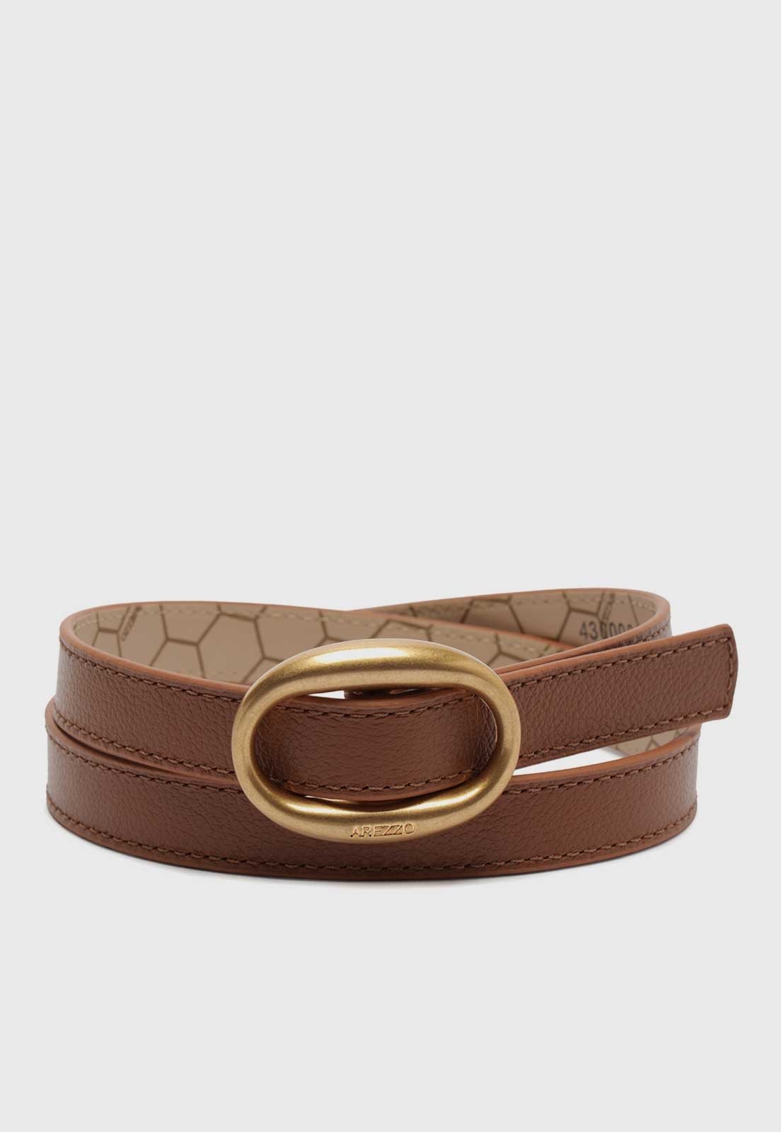 Cinto Feminino Arezzo Fivela Oval Couro Marrom