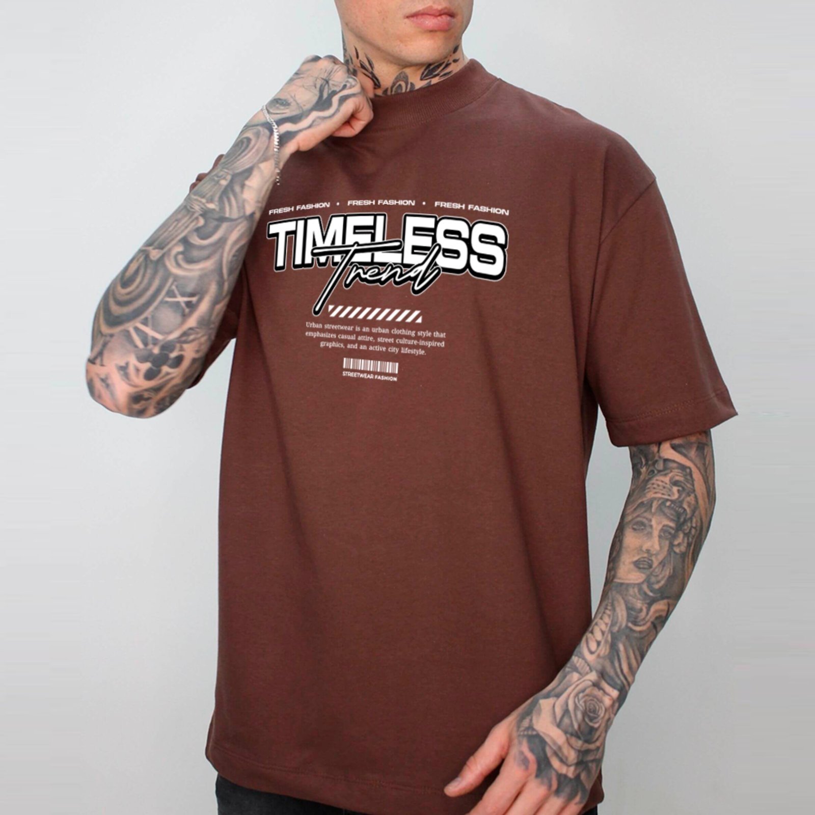 Camiseta Ousy Streetwear Fresh Fashion Timeless Trend Oversized Marrom