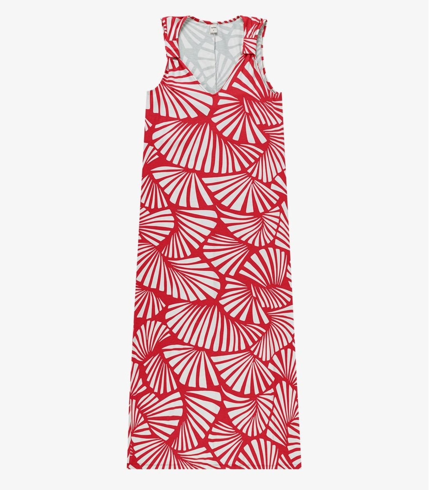 Vestido Midi Feminino Gola V Viscotorcion Rovitex Vermelho