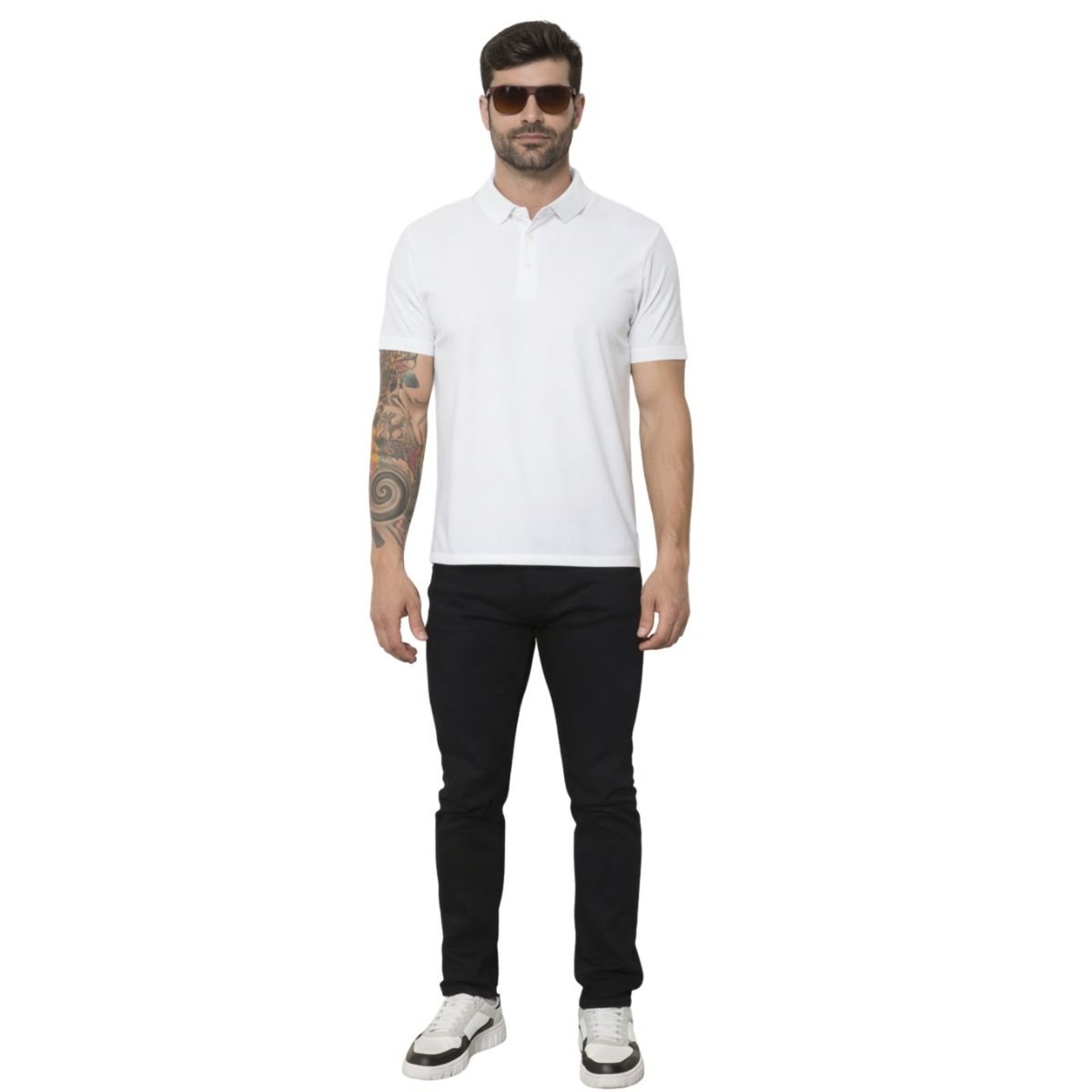 Camisa Polo Masculina Poliamida Elastano Premium Branco