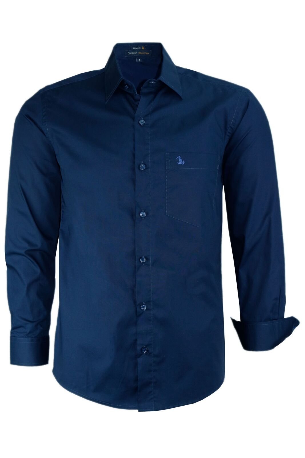 Camisa Manga Longa Lisa De Algodão Ideal Para Ternos 1719