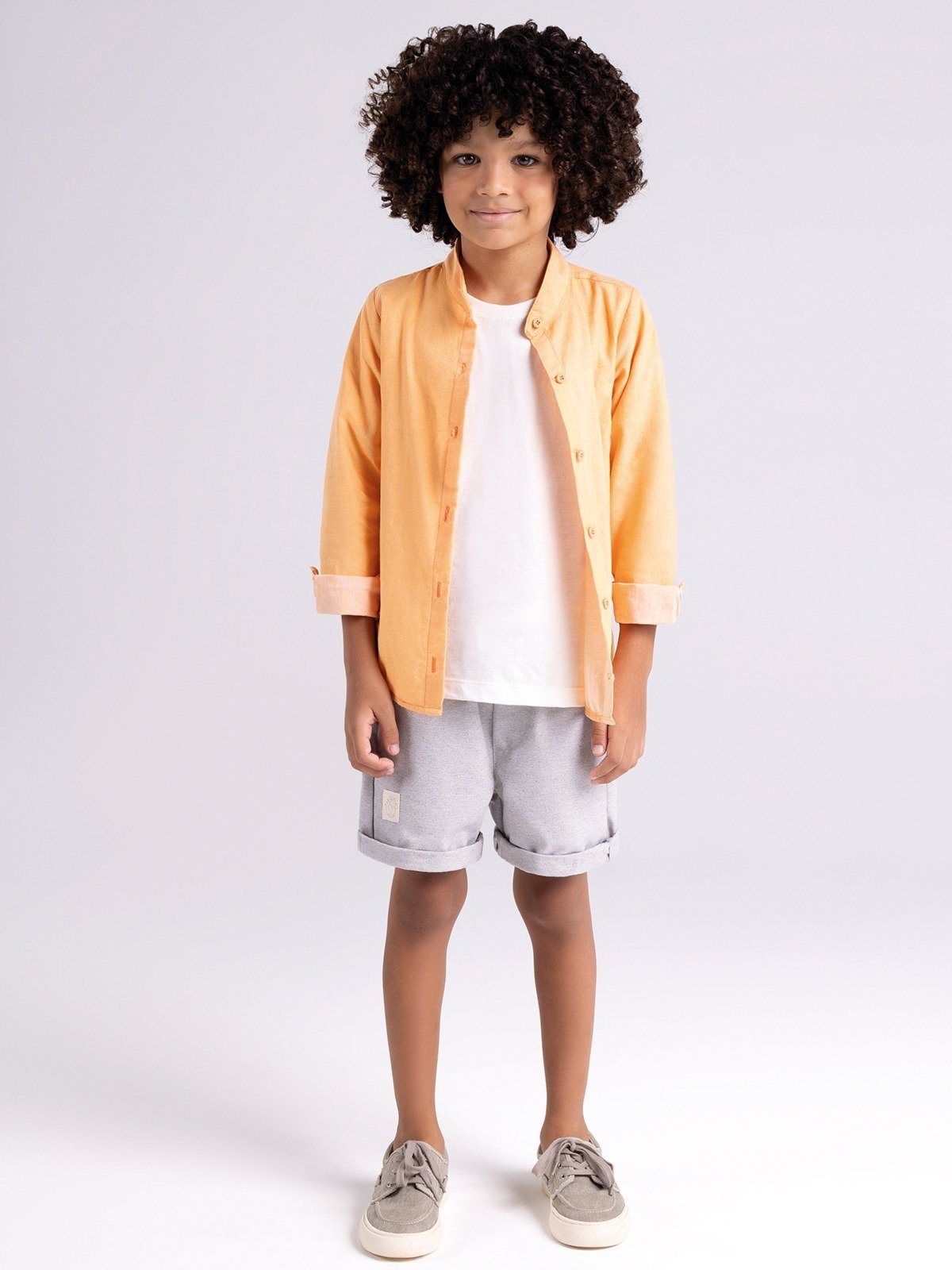Vista 2 Infantil - Camisa Menino Bugbee Sarjada laranja Bugbee laranja