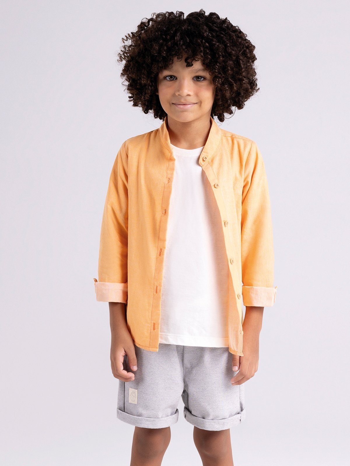 Vista 3 Infantil - Camisa Menino Bugbee Sarjada laranja Bugbee laranja