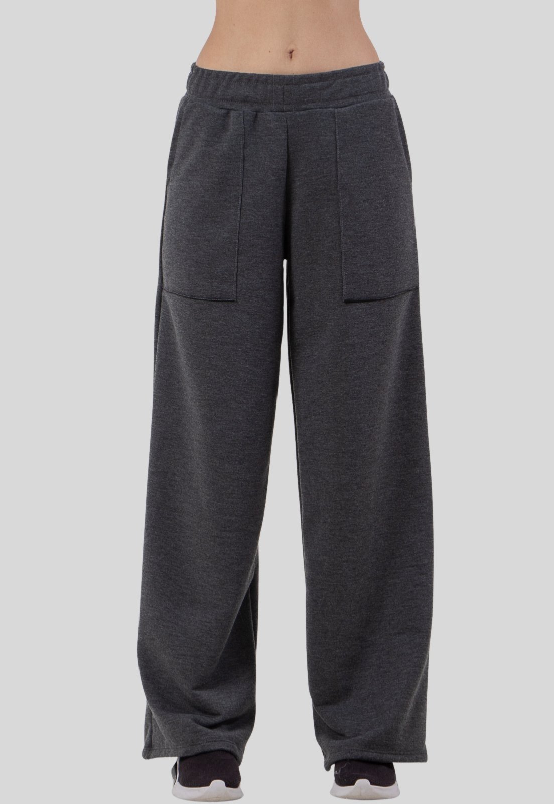 Calça Wide Legging Feminina com Bolso Moletinho