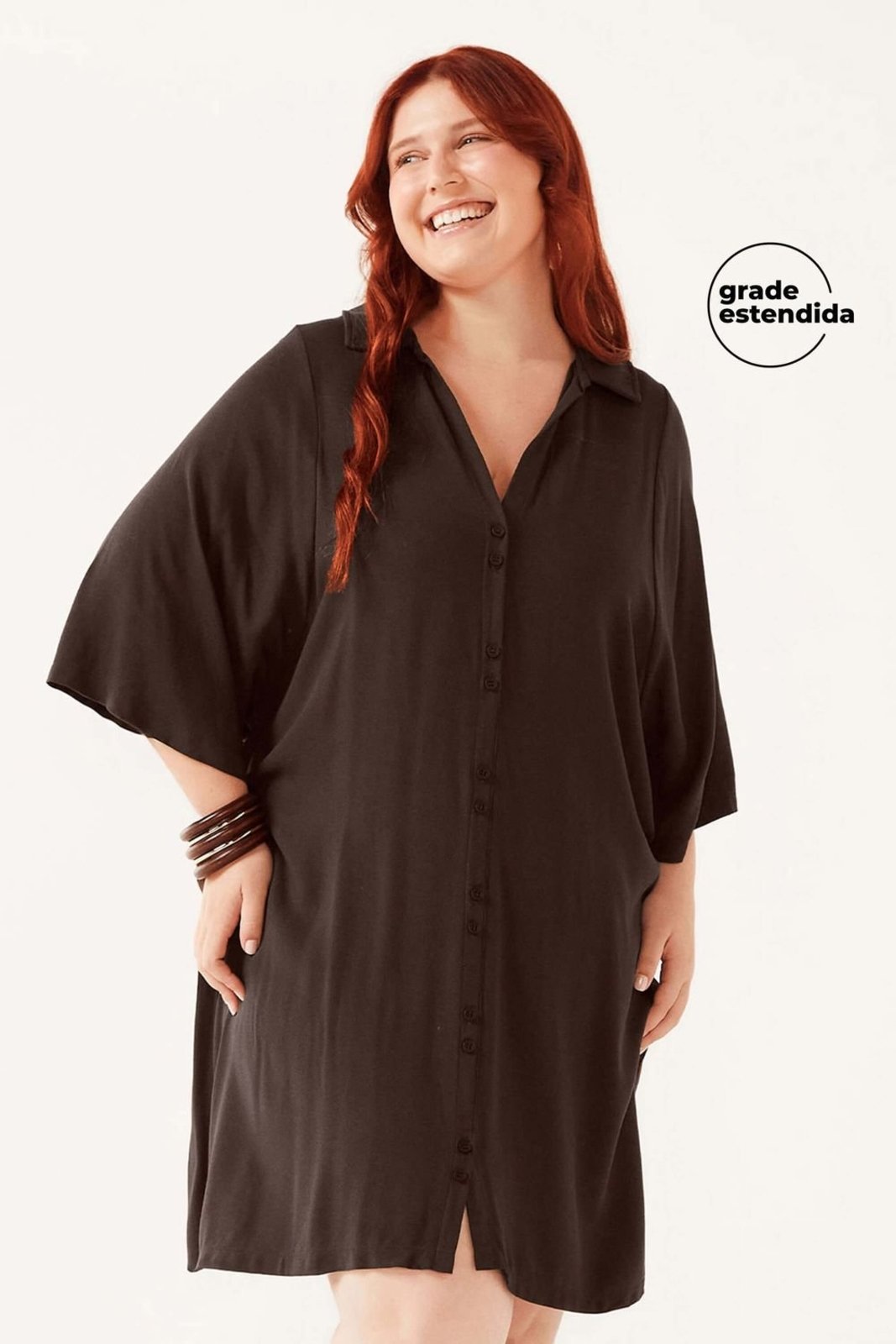 Vestido Curto Feminino Chemise Marialícia Marrom