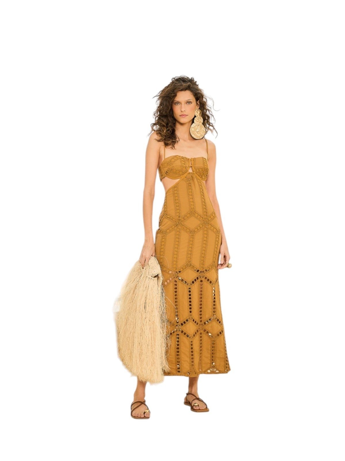 Vestido Open Marrom Midi