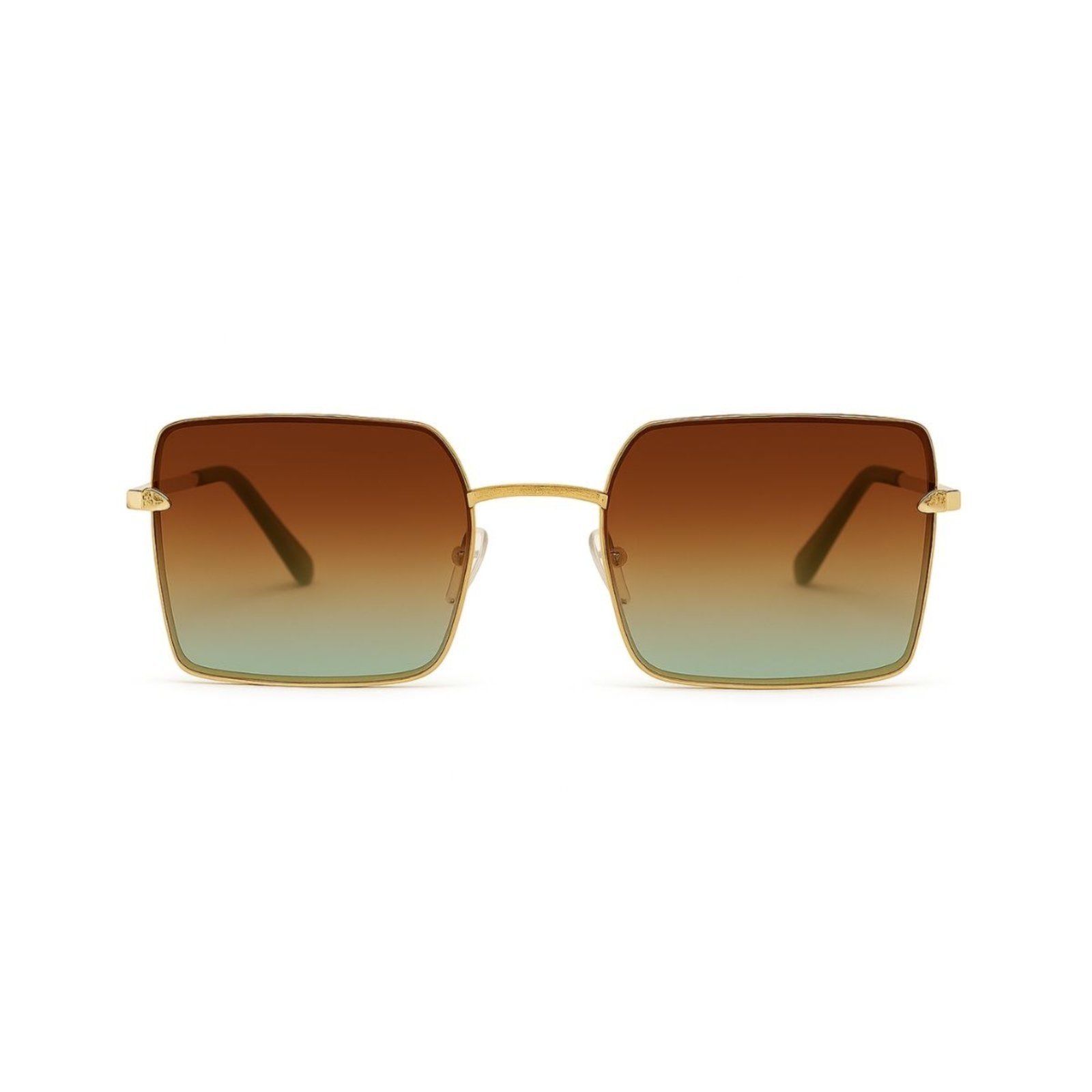 Óculos de Sol Quadrado Dourado com Lente Degradê Verde