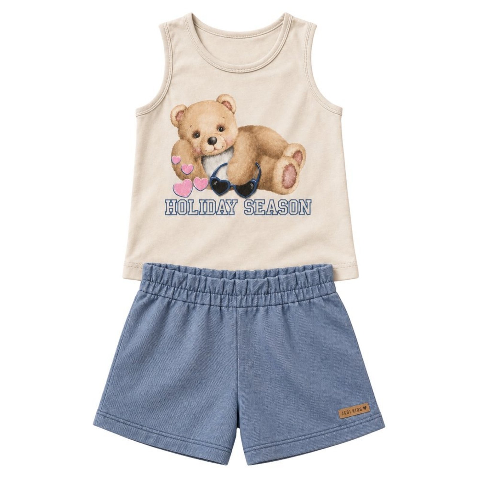 Infantil - Conjunto Menina Regata Cotton Bermuda Cotton