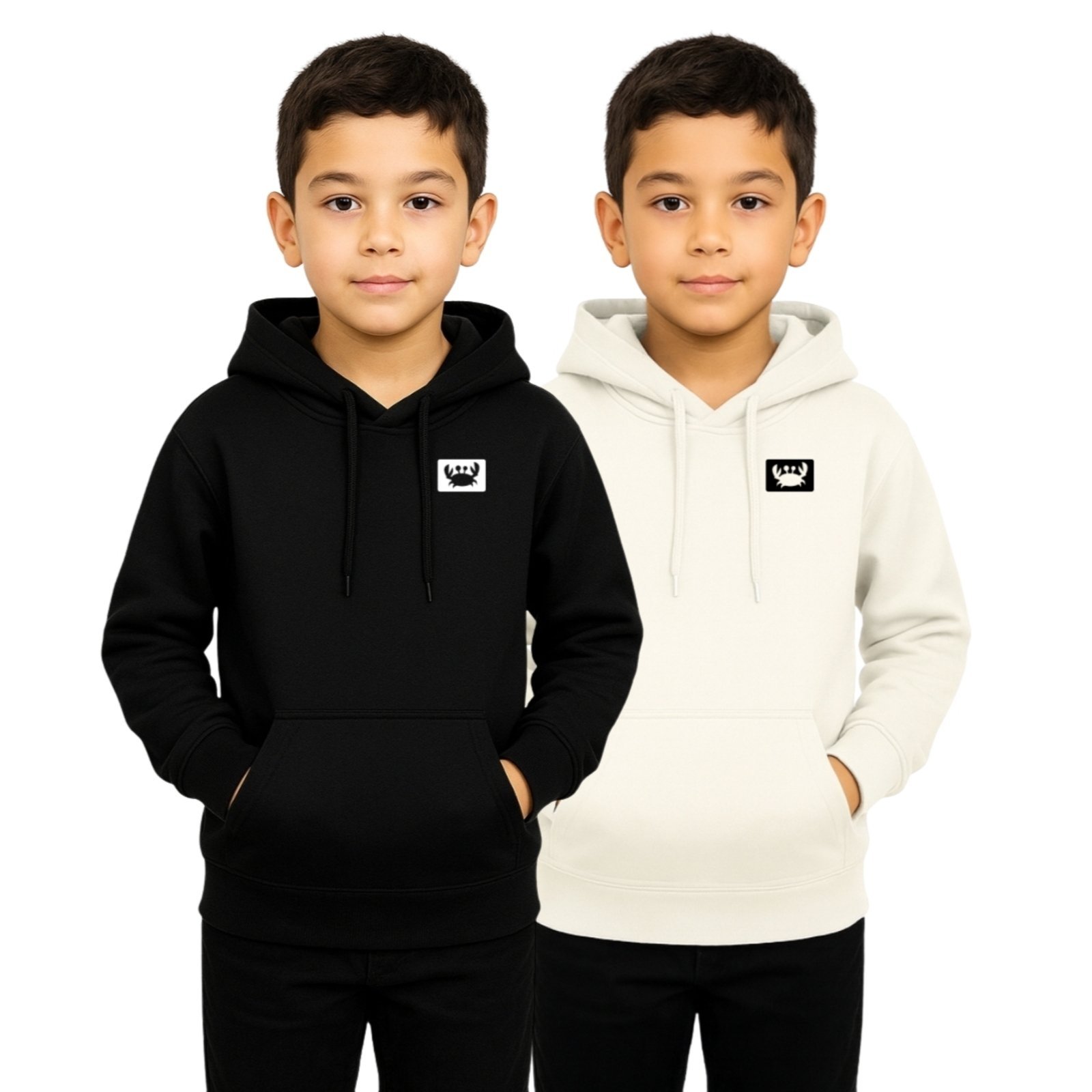 Infantil - Kit 2 Blusas de Moletom Liso Relaxado Canguru Com Capuz Macio Quente