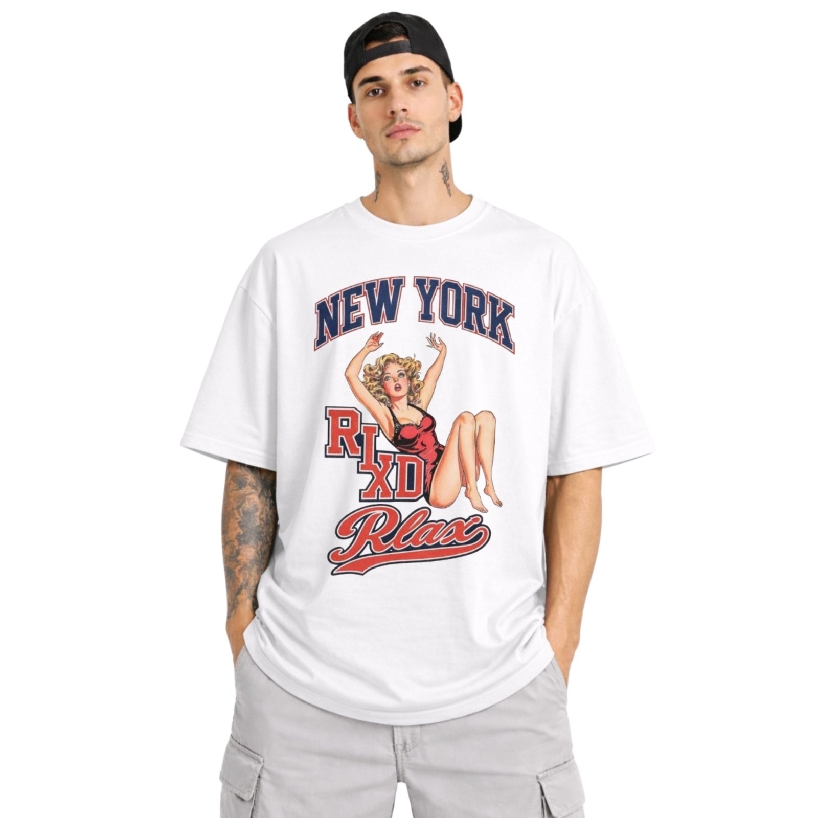 Camiseta Basica Estampada Algodão Gola Redonda Masculina