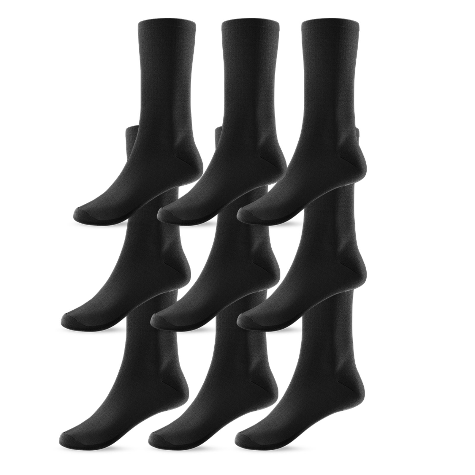 Kit 9 Pares de Meias Cano Alto Unissex Preta