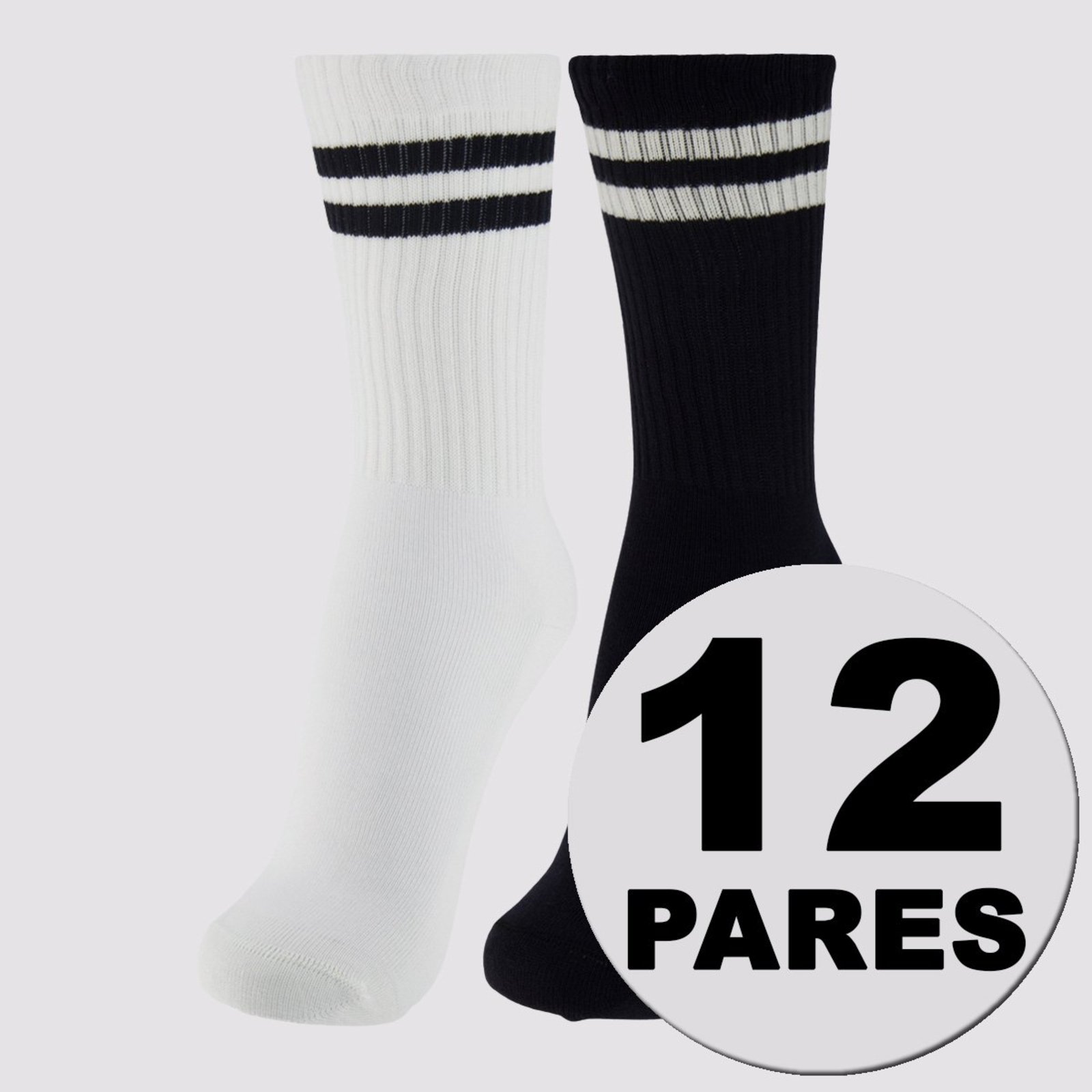 Kit Meia Lupo Sport Algodão Cano Alto 12 Pares Preto e Branco