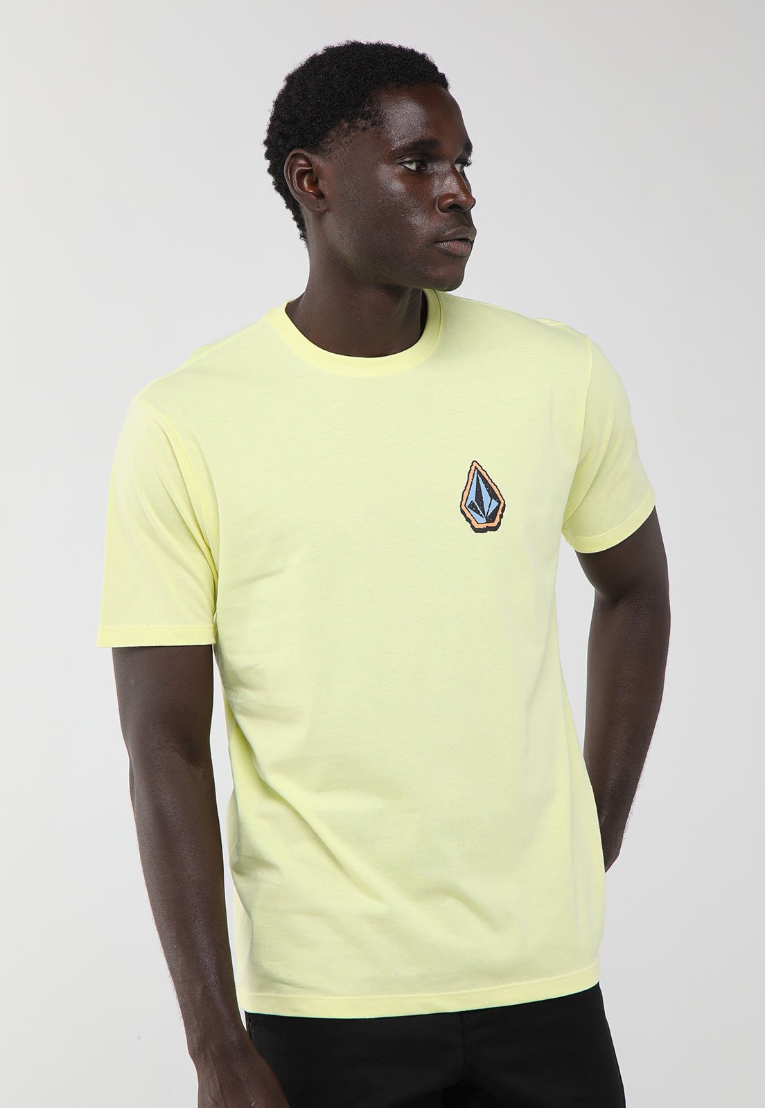 Camiseta Masculina Volcom Chandler Silk Amarelo